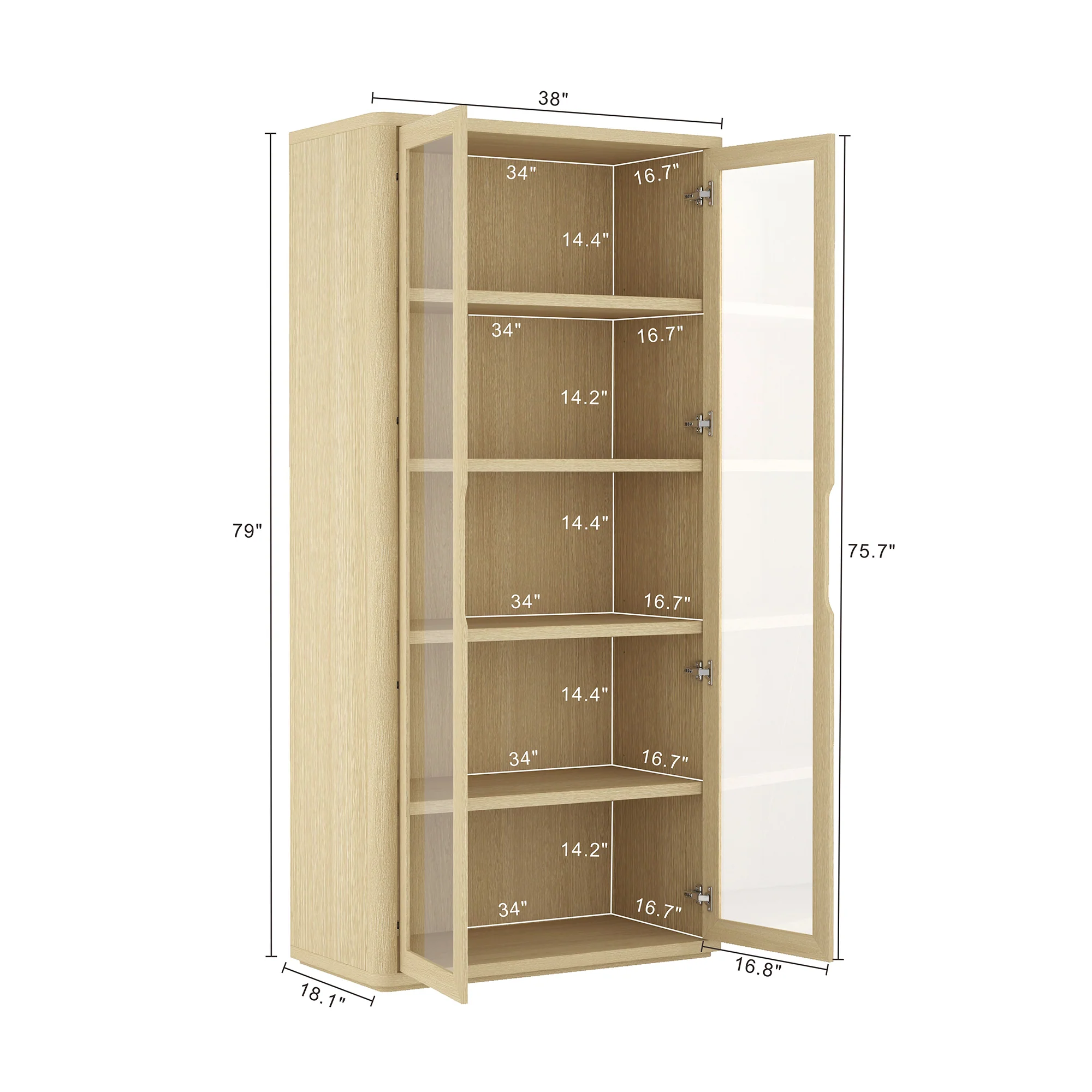 Bookcase Storage Cabinet with Glass Doors - Image 4
