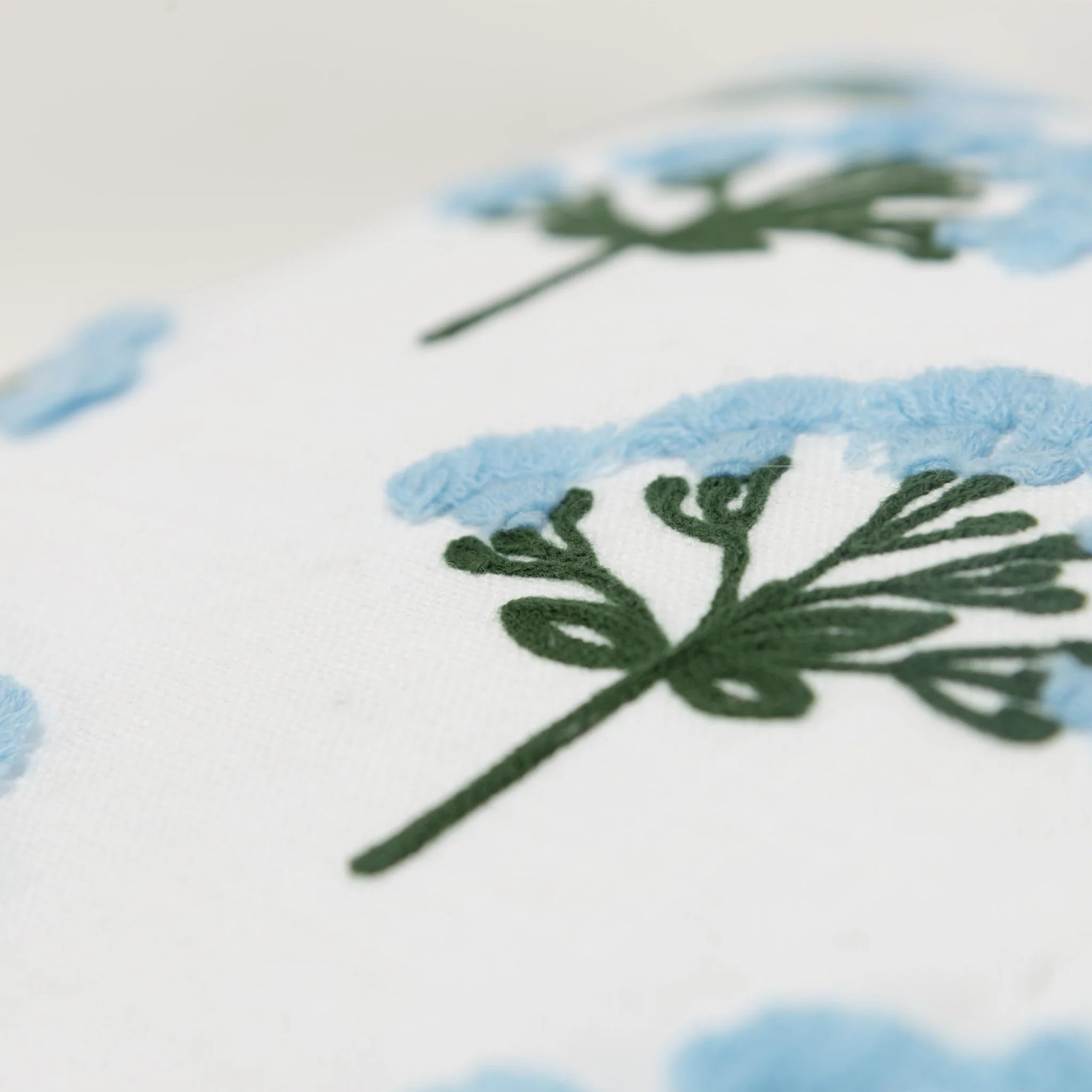 Botanical  Printed With Embroidery 100% Cotton Decorative Throw Pillow - Image 4