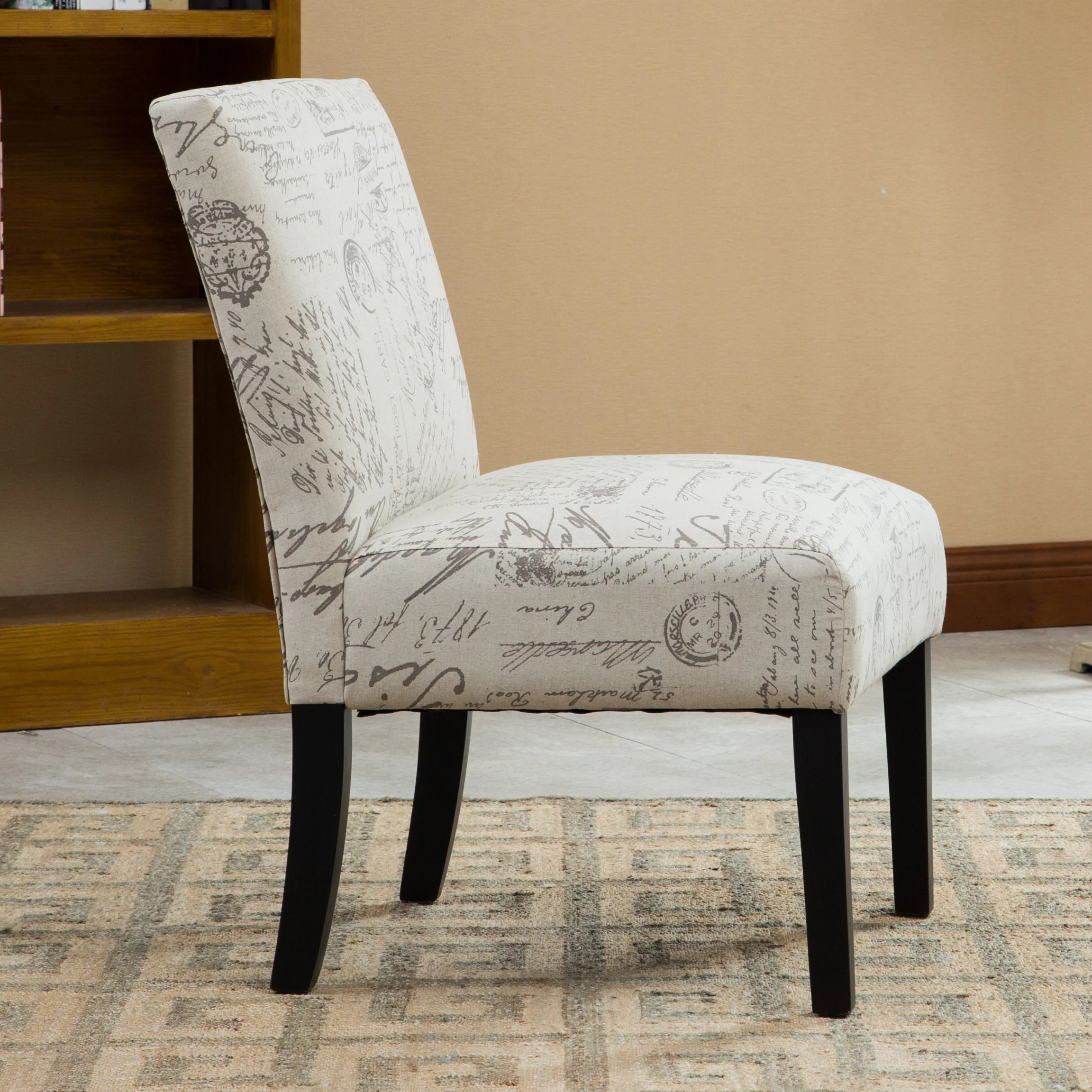 Botticelli English Letter Print Armless Accent Chair - Image 4