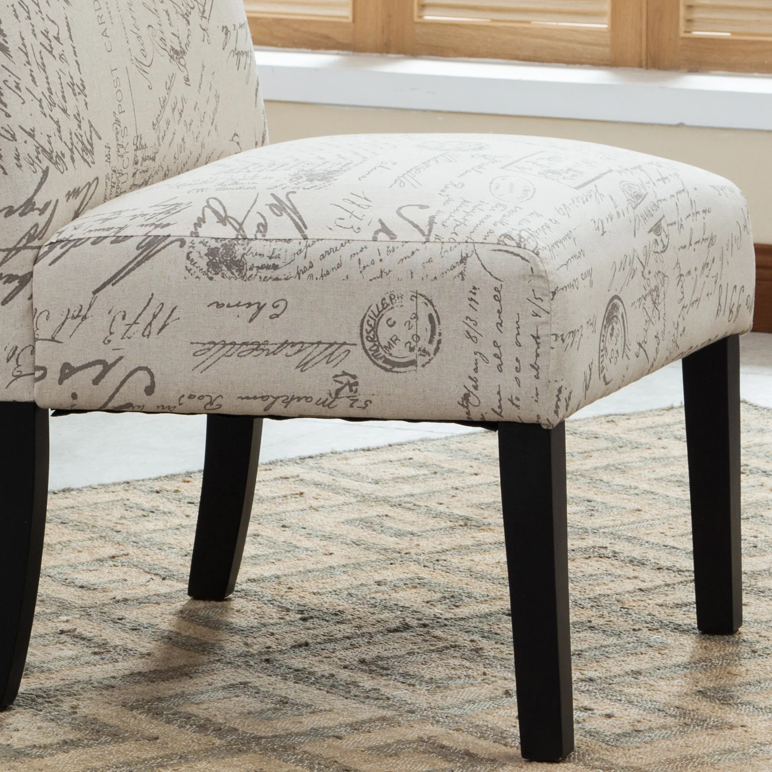 Botticelli English Letter Print Armless Accent Chair - Image 6