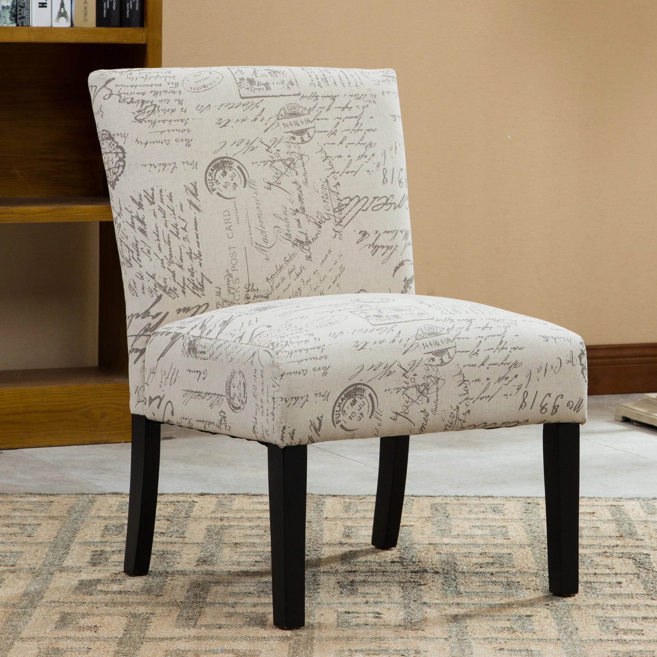 Botticelli English Letter Print Armless Accent Chair - Image 9