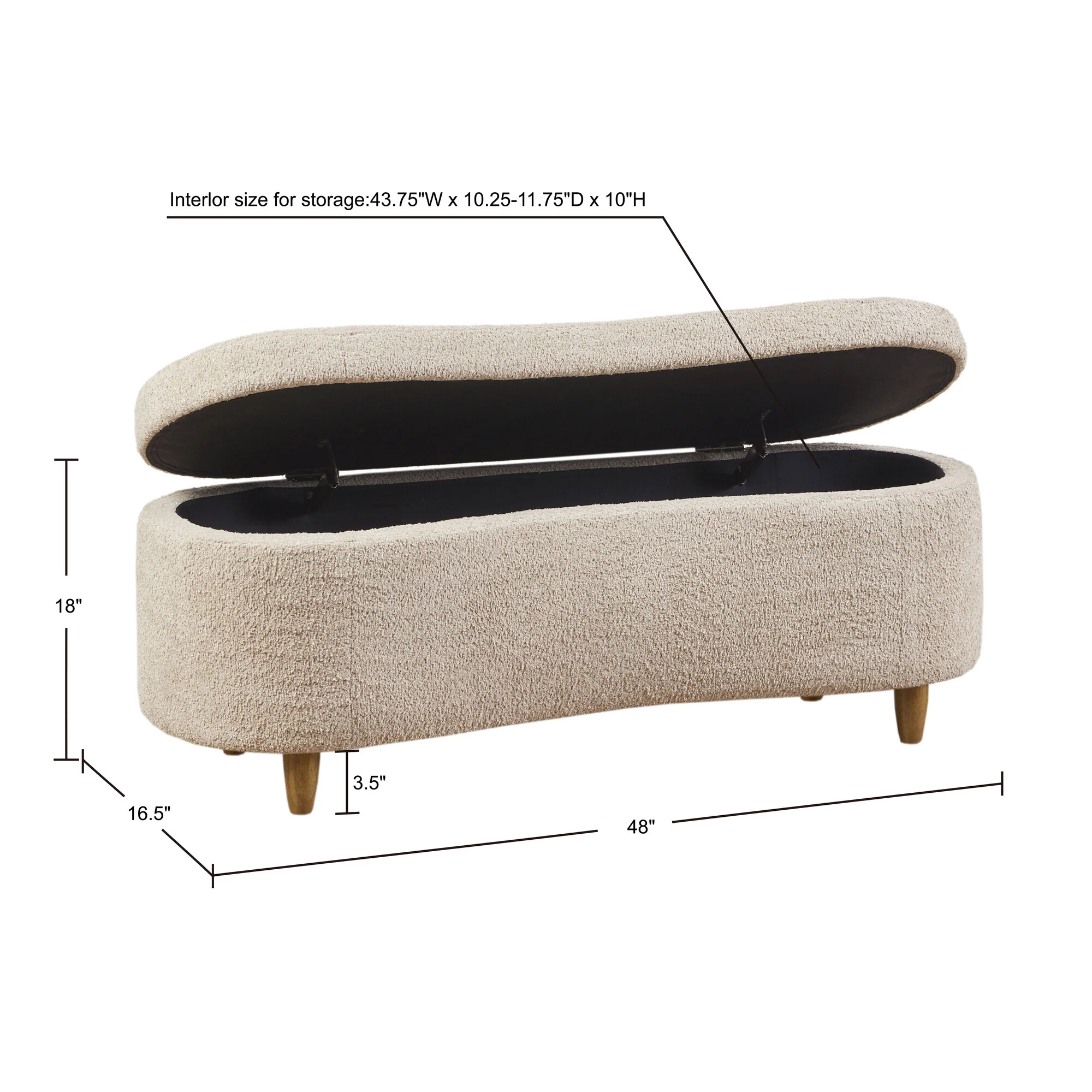 Boucle Flip Top Storage Bench - Image 4