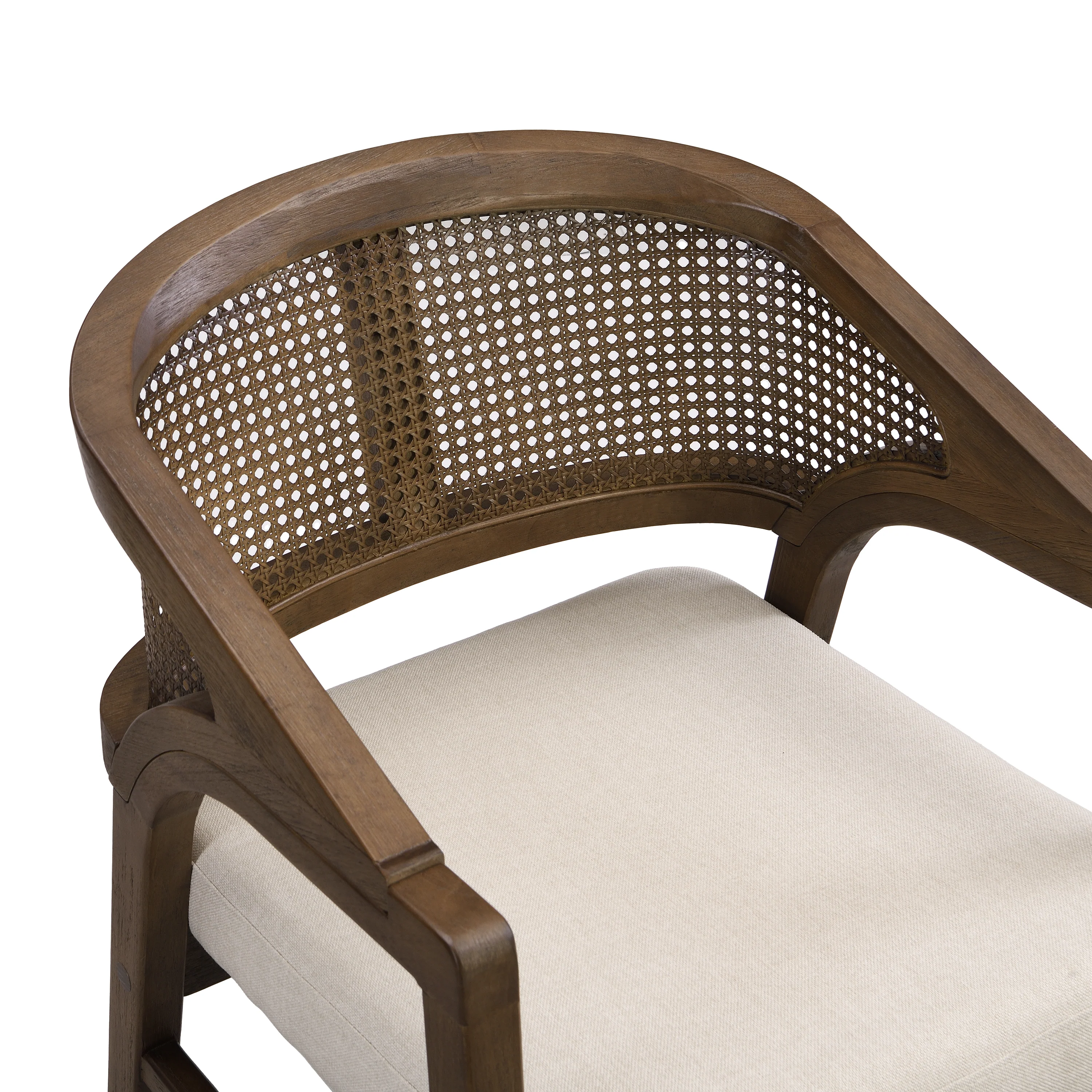 Briarwood 7-Piece Wood Upholstered Dining Set with Rattan Back Chairs - Image 11