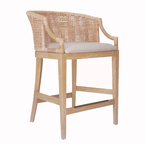 Broadenx 25" Counter Stool with Rattan Rounded Back and Recessed Arms - Image 10
