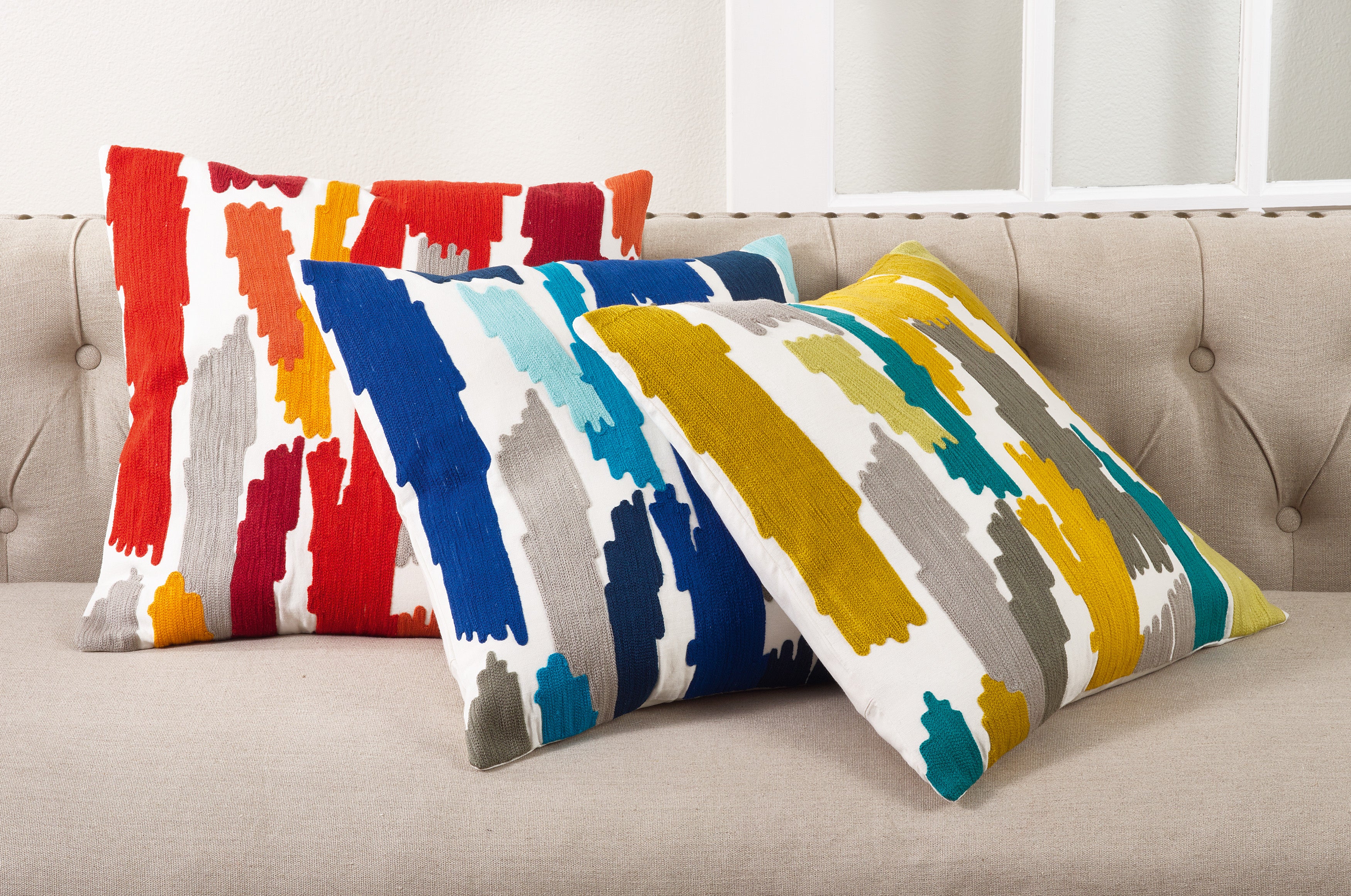Brushstroke Design Cotton Throw Pillow - Image 6