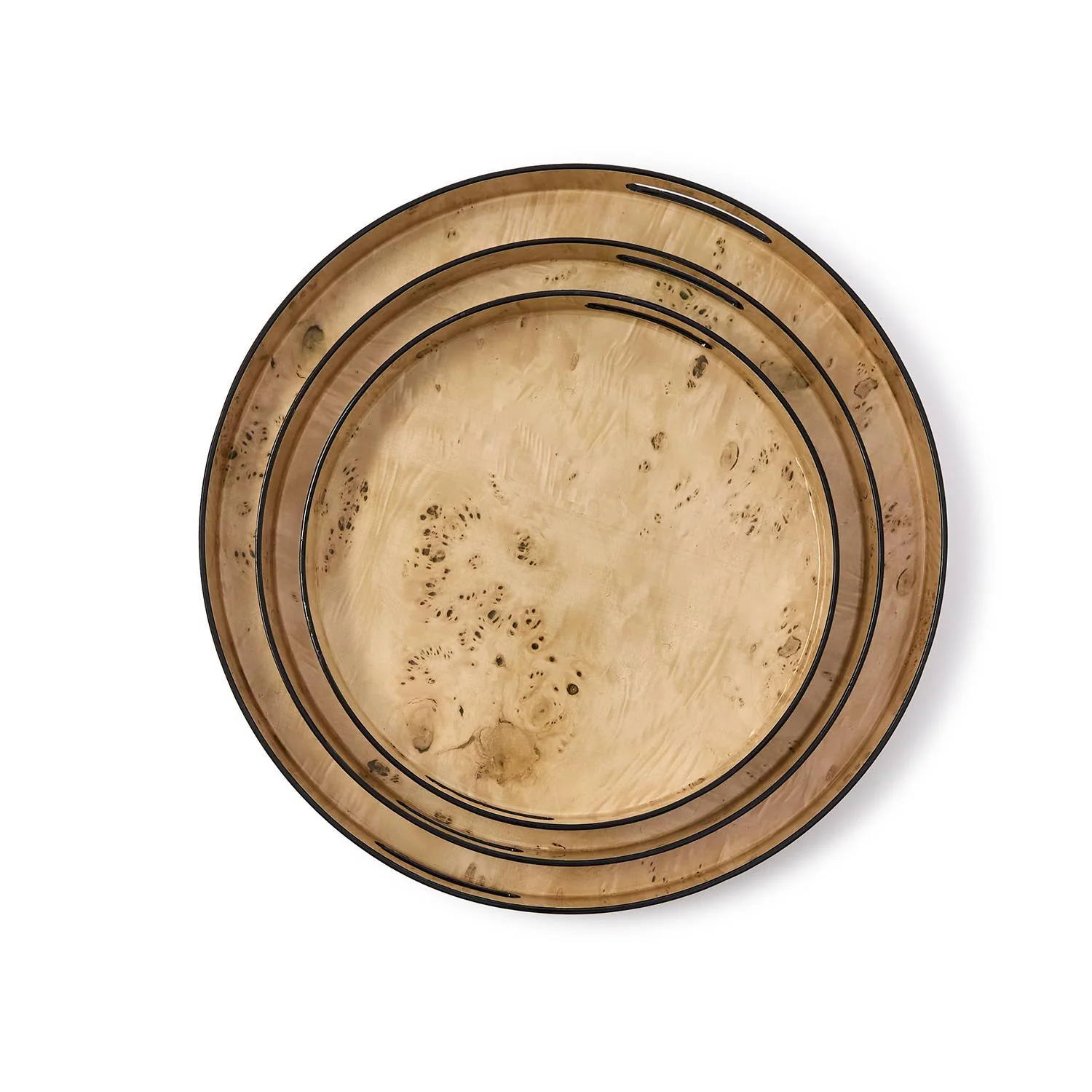 Burled Wood Pattern Round Tray, Set of 3 - Image 4
