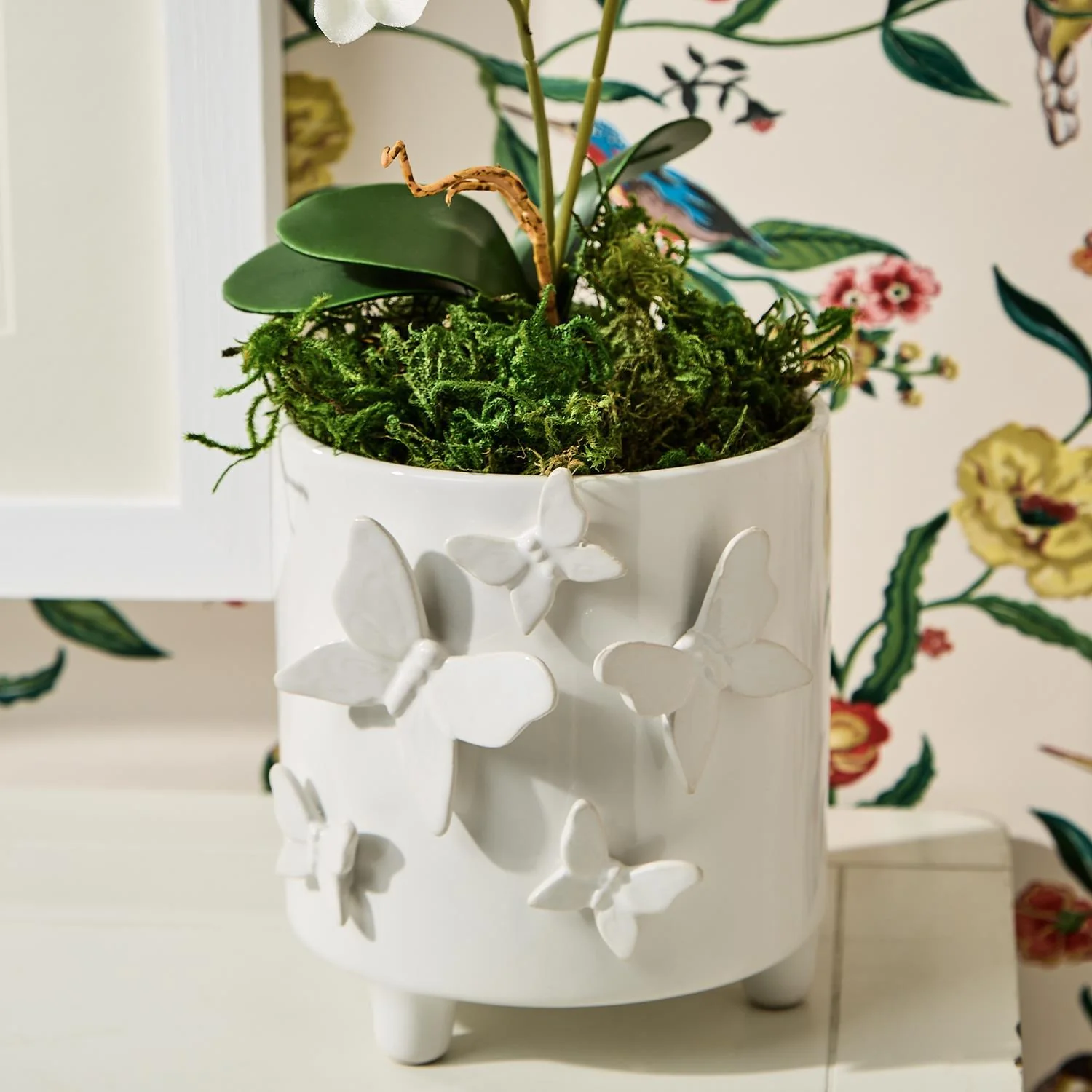 Butterfly Footed Cachepot with Sculpted Butterflies - Image 2
