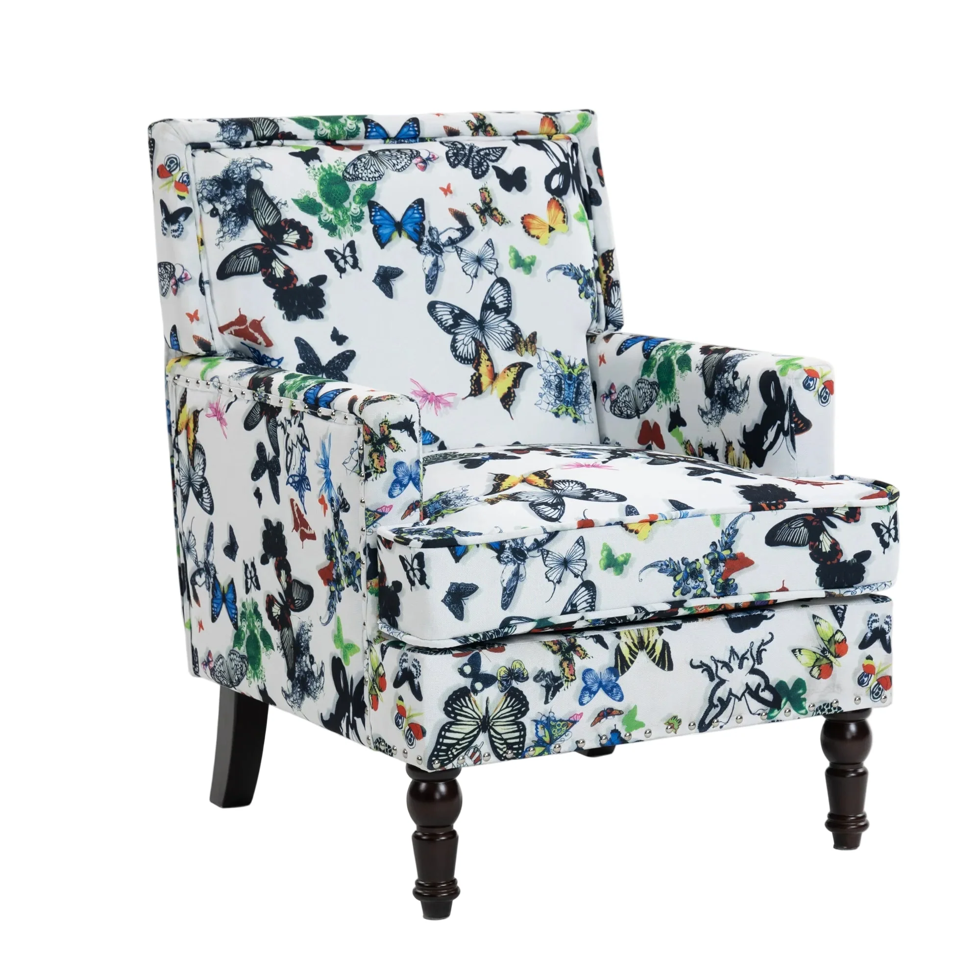 Butterfly Nailhead Upholstered Accent Chair