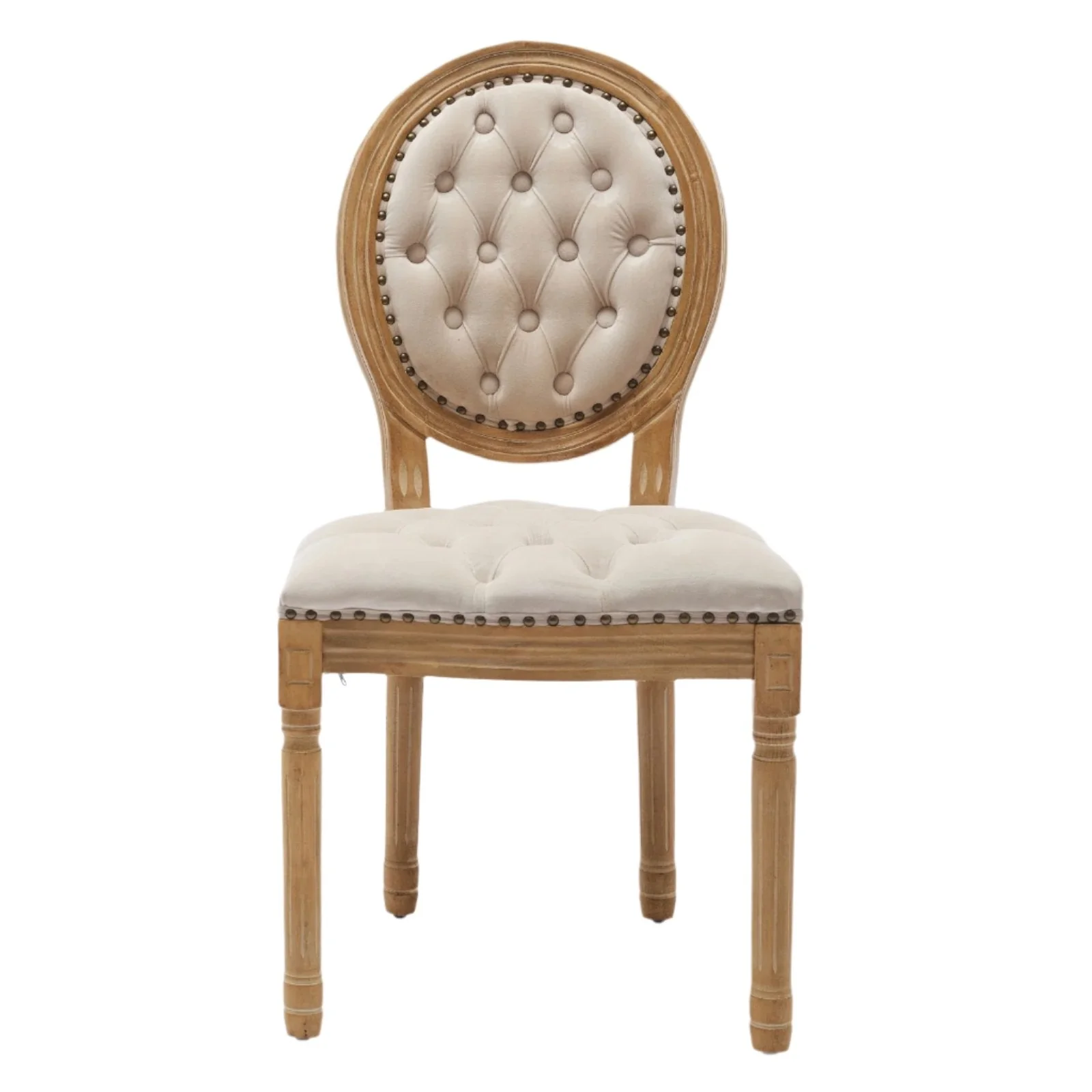 Button Tufted Upholstered Dining Chair with Round Back and Nailhead Trim, Set of 2 - Image 4