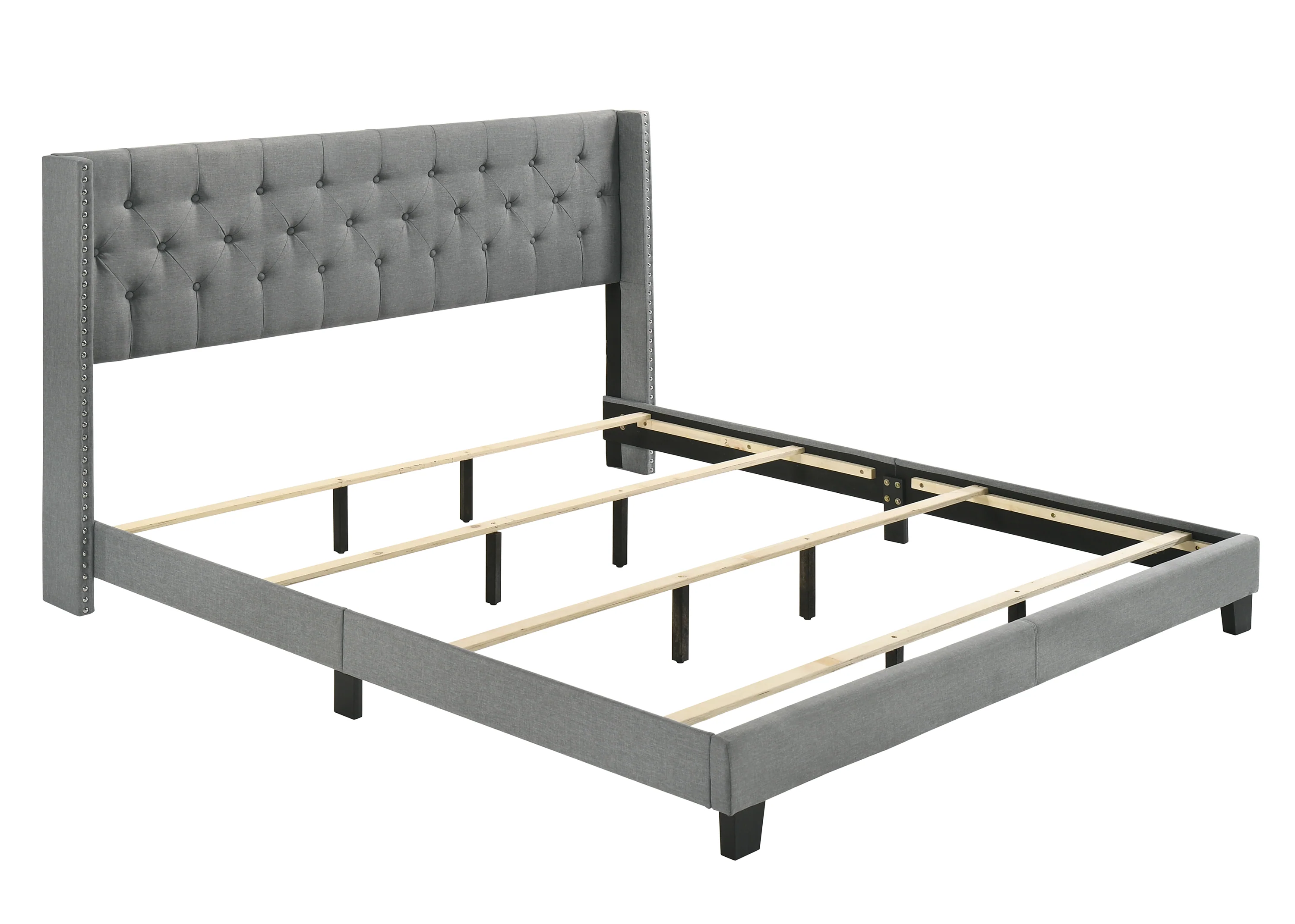 Button-Tufted Wingback Fabric Bed - Image 11