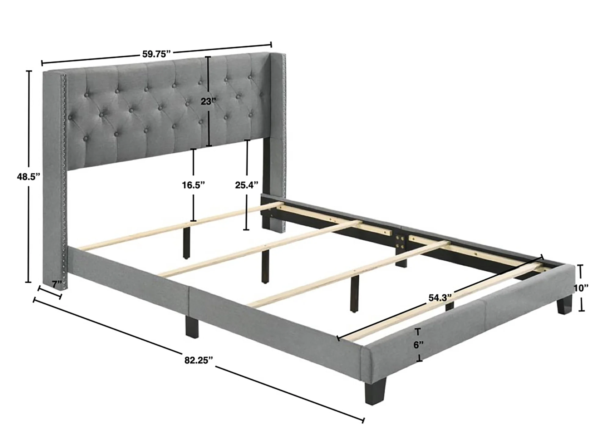 Button-Tufted Wingback Fabric Bed - Image 9