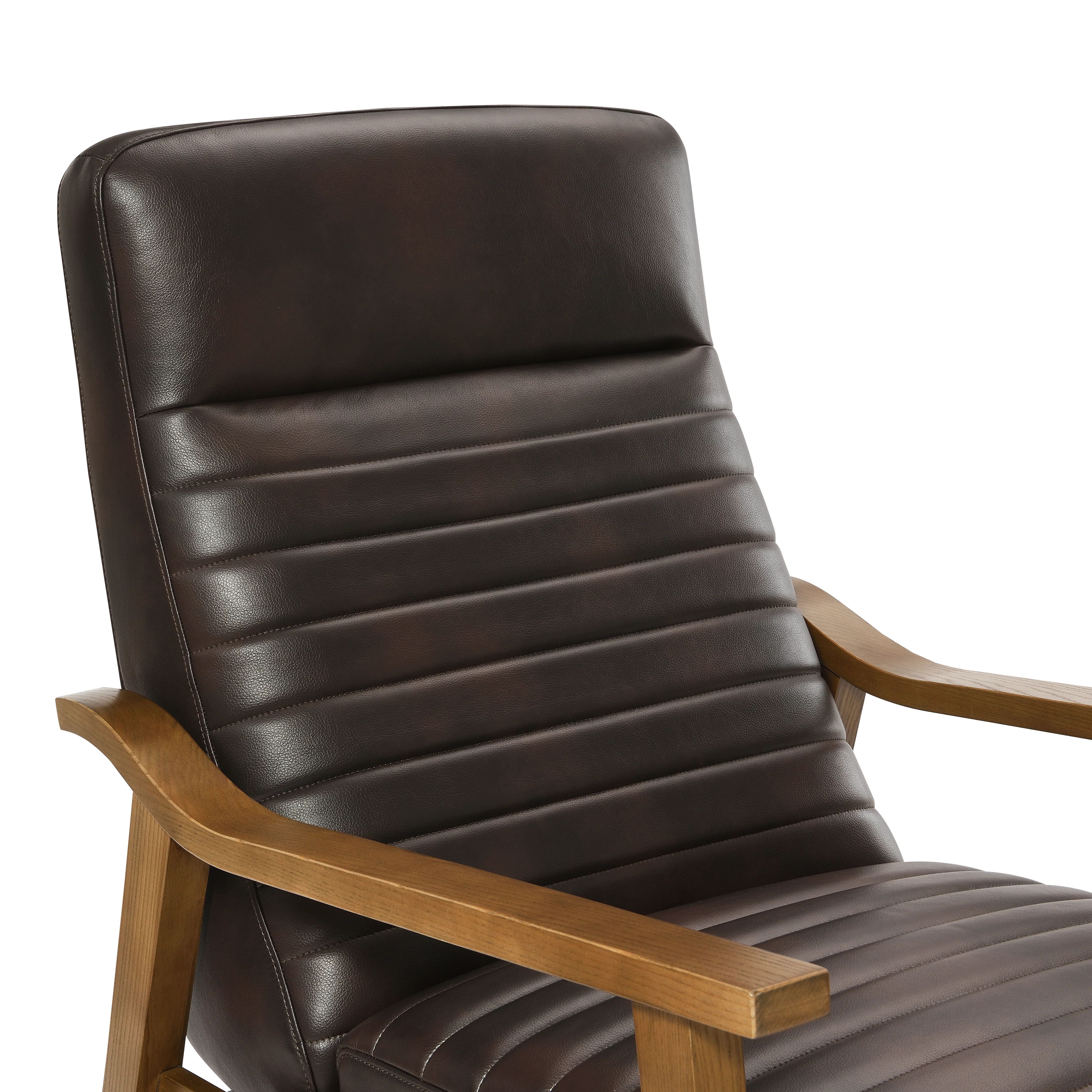 Asher Faux Leather Push Back Recliner with Wooden Arms - Image 23
