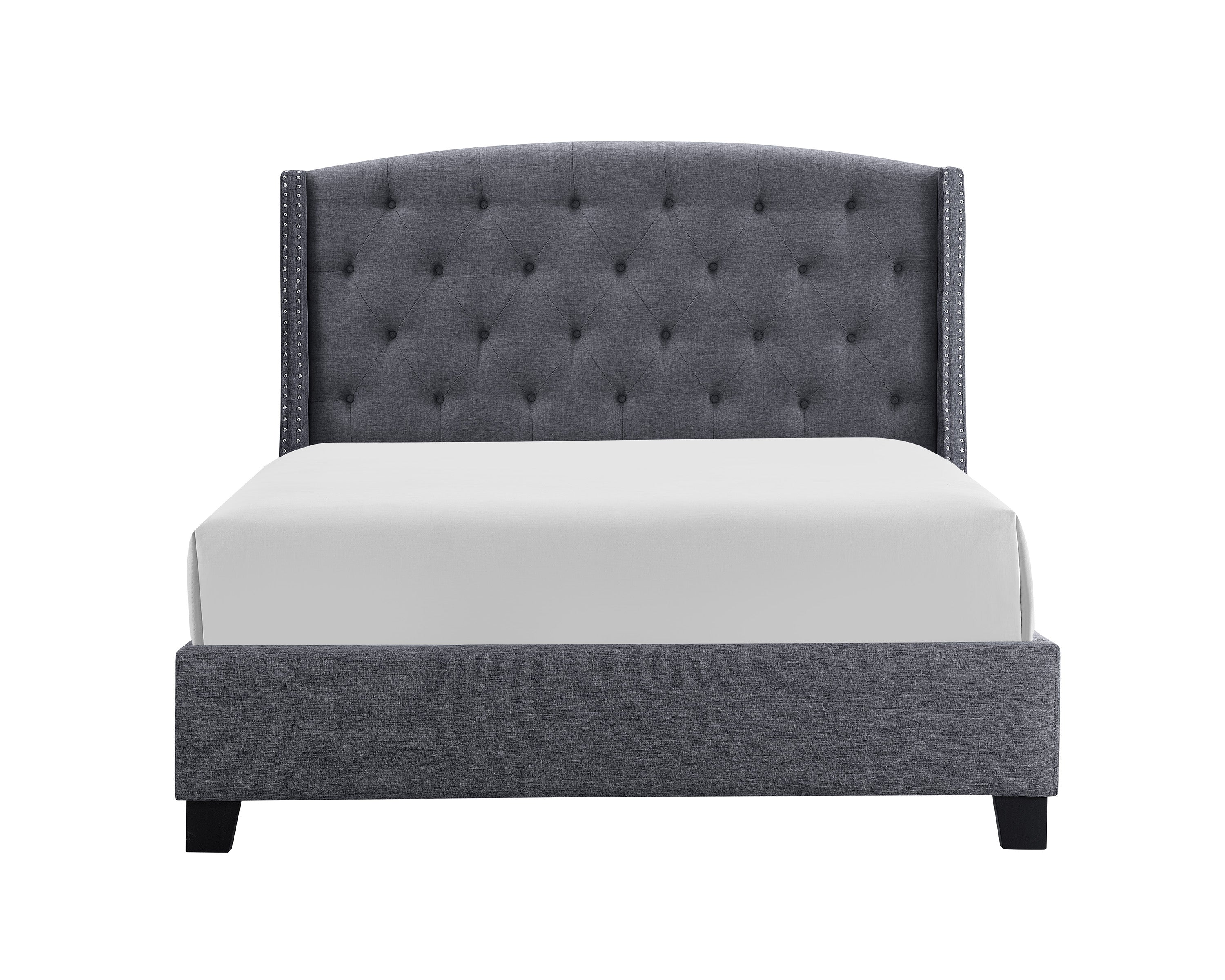 Upholstered Button Tufted Nailhead Panel Bed - Image 7
