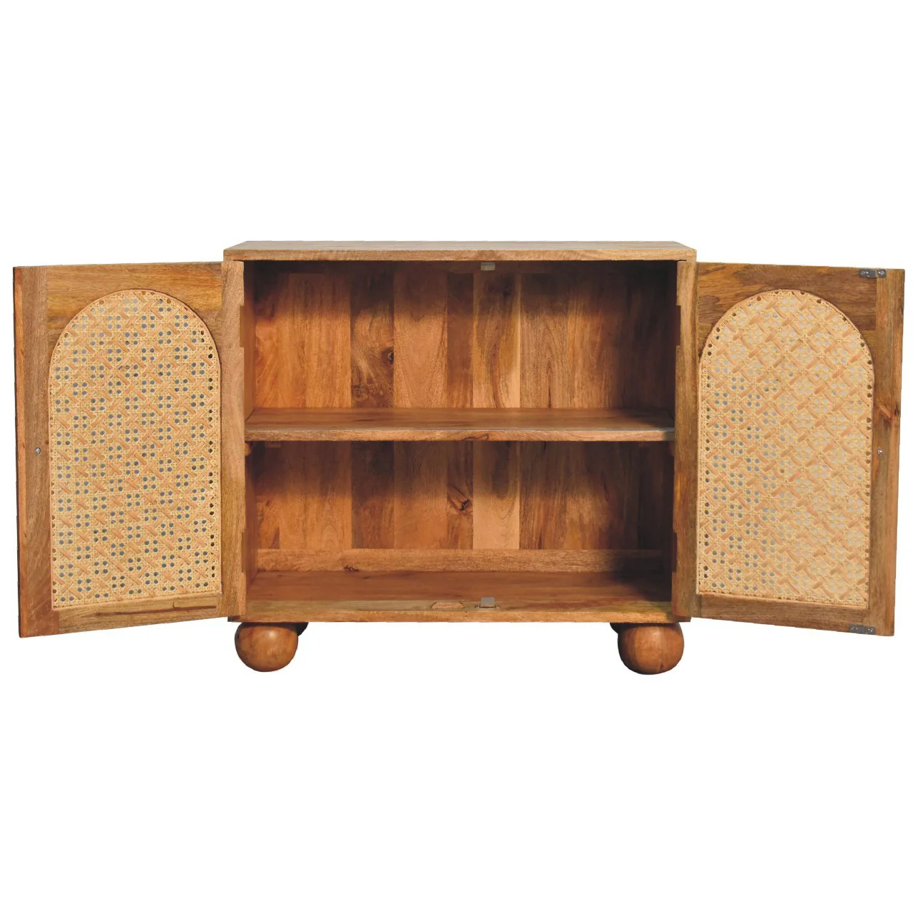 Cabinet with 2 Arch Woven Front Doors and Ball Feet - Image 7