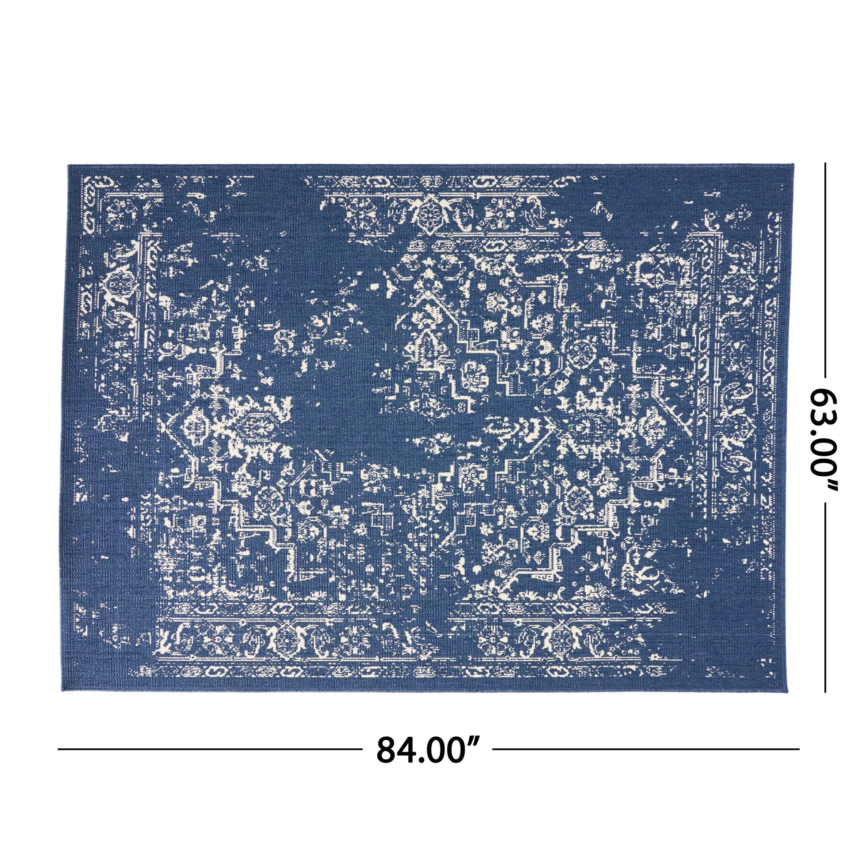 Calamity Navy Medallion 63" x 84" Polypropylene Outdoor Area Rug - Image 9