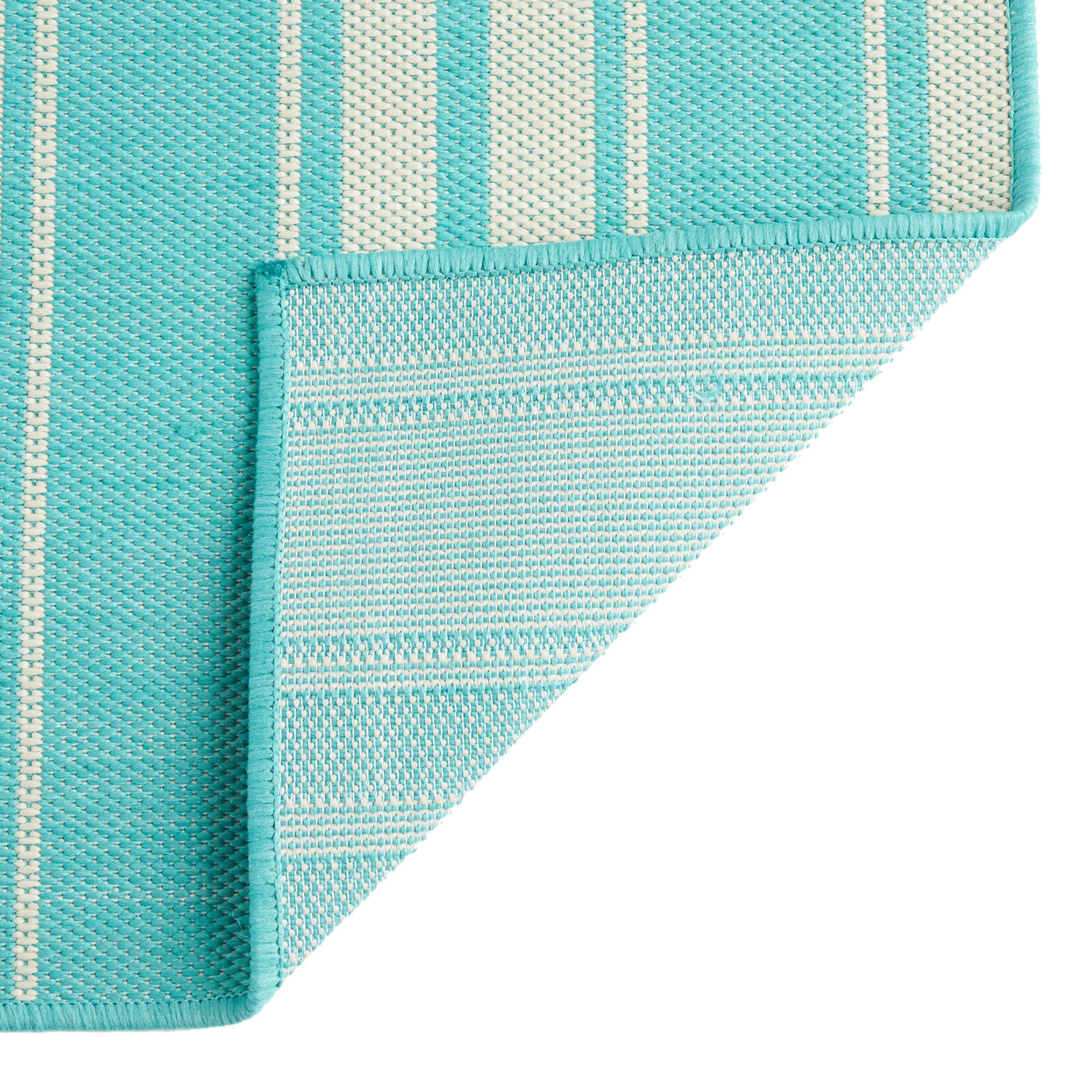 Calamity Teal Striped 63" x 84" Polypropylene Outdoor Area Rug - Image 4