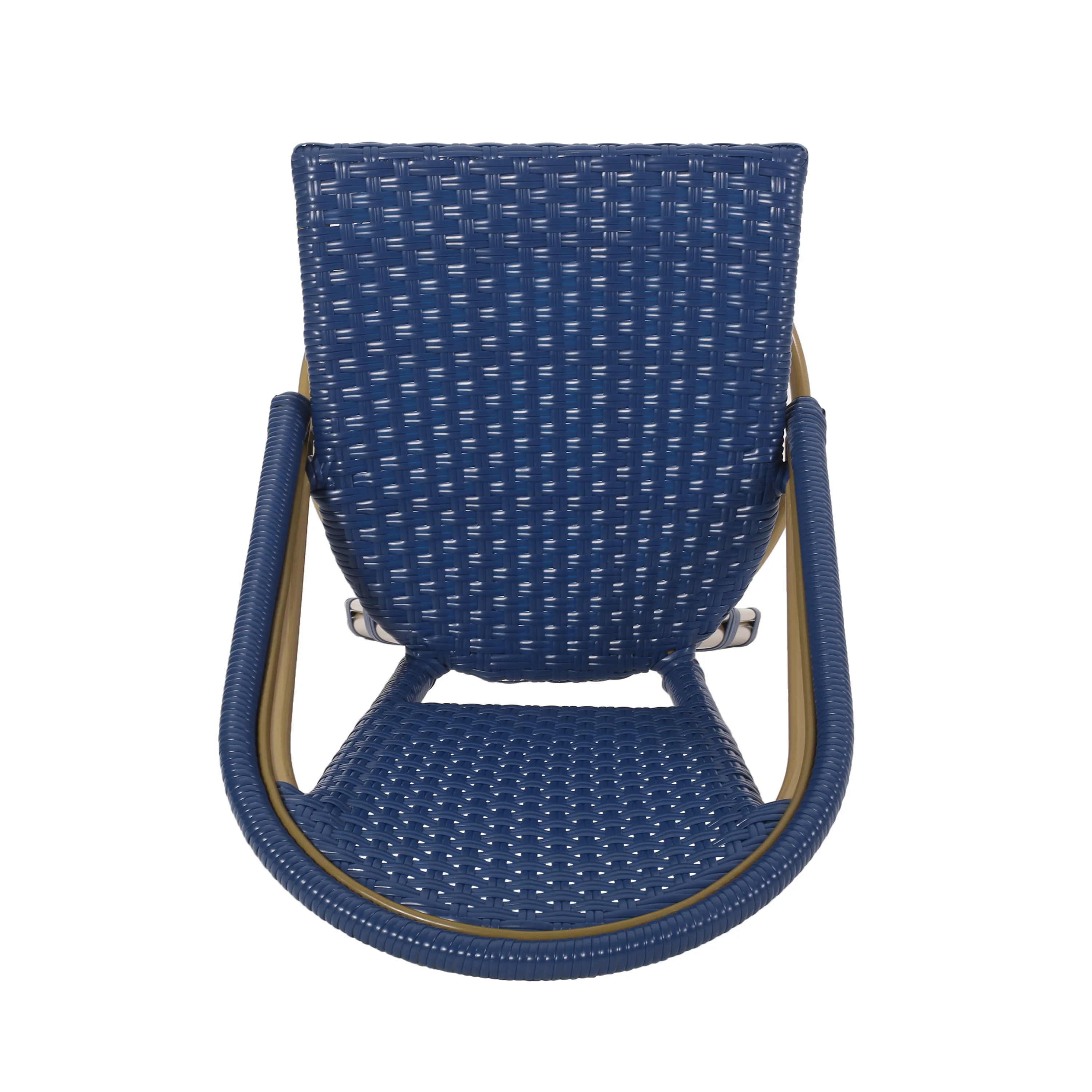 Callisto 29.5" Outdoor Rattan and Aluminum Bar Stool with Curved Back and Footrest - Image 7