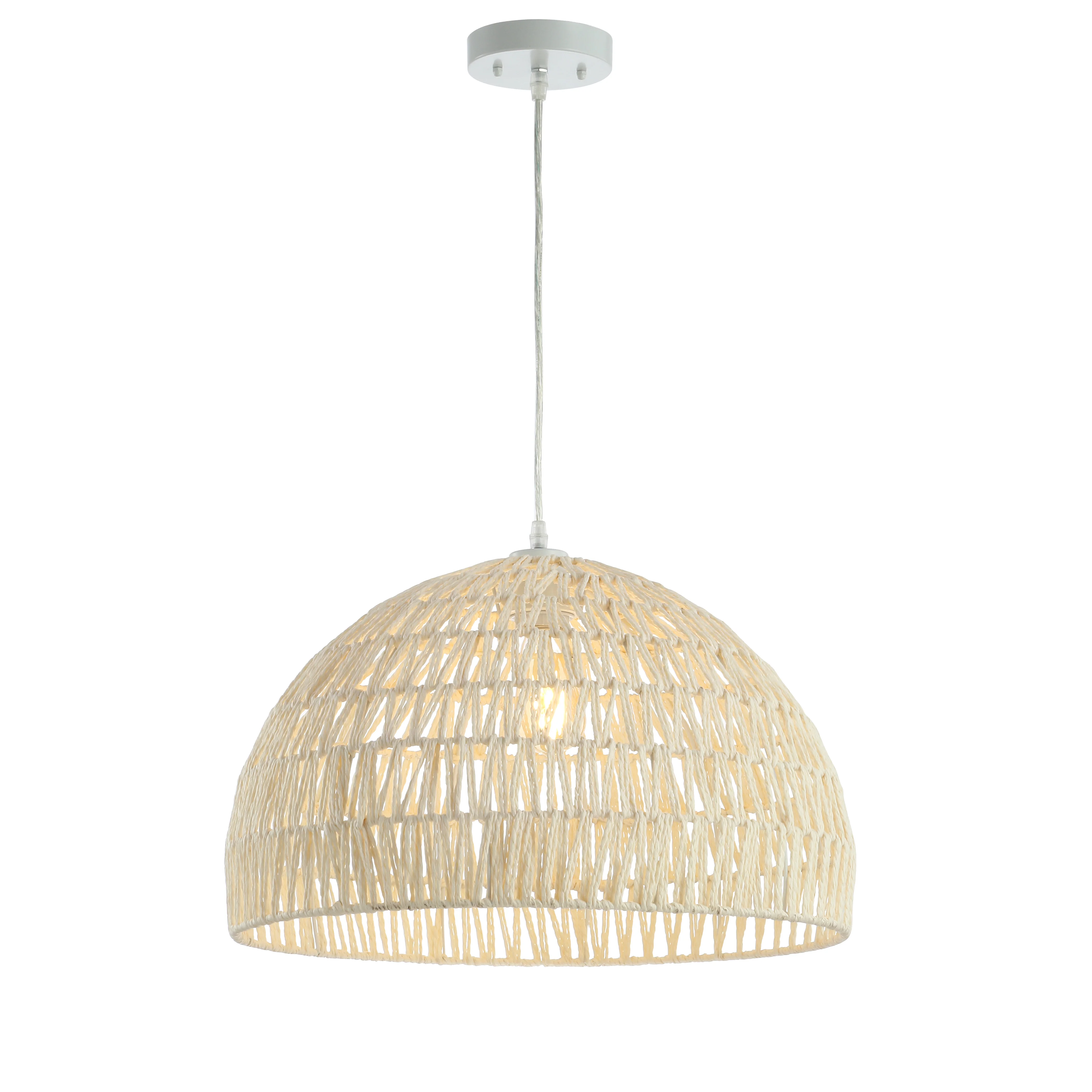 Campana 1-Light Bohemian Modern Woven Rope/Iron LED Pendant - Image 4