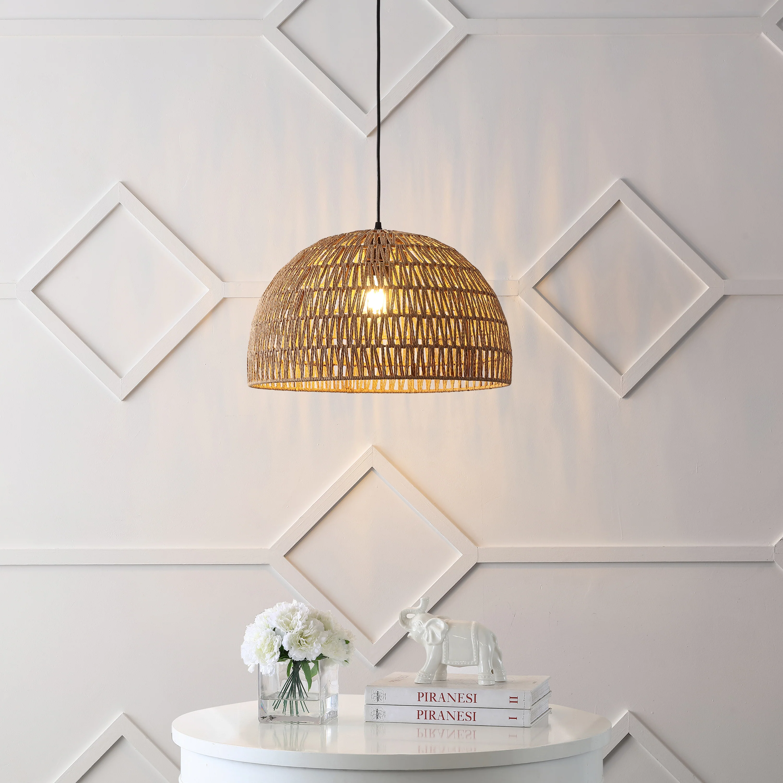 Campana Bohemian Modern Woven Rope/Iron LED Pendant - Image 3