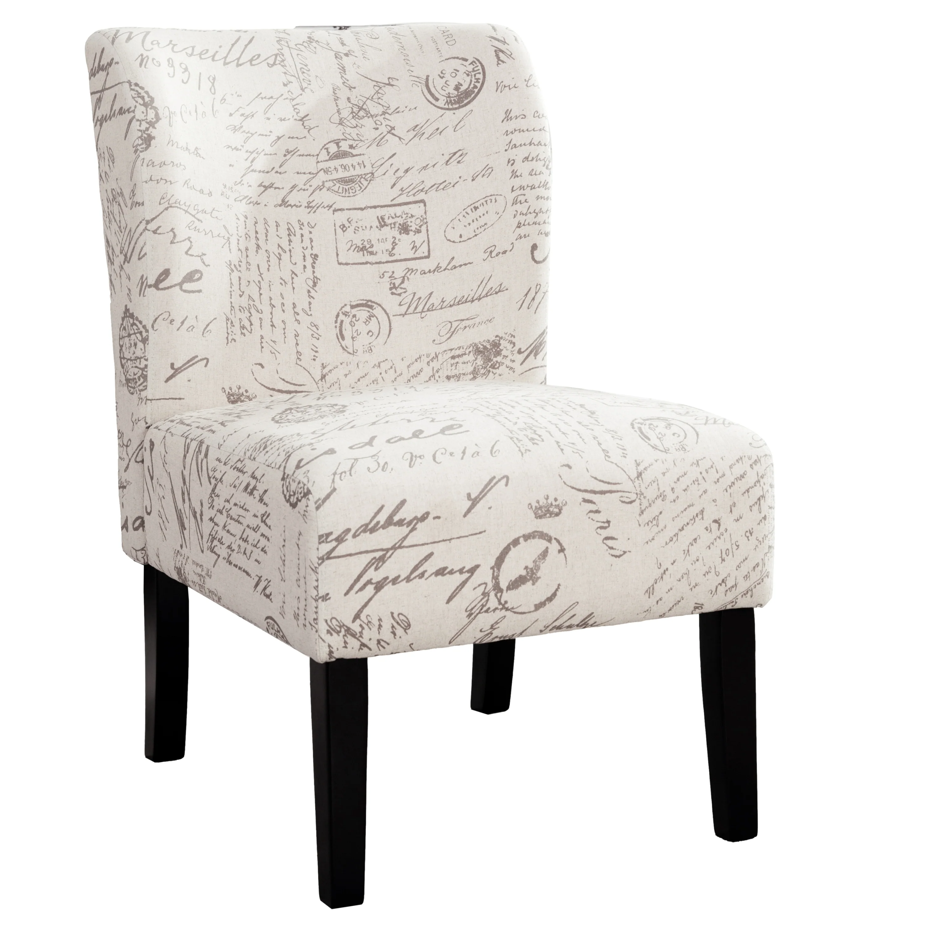 Capa English Letter Print Armless Accent Chair