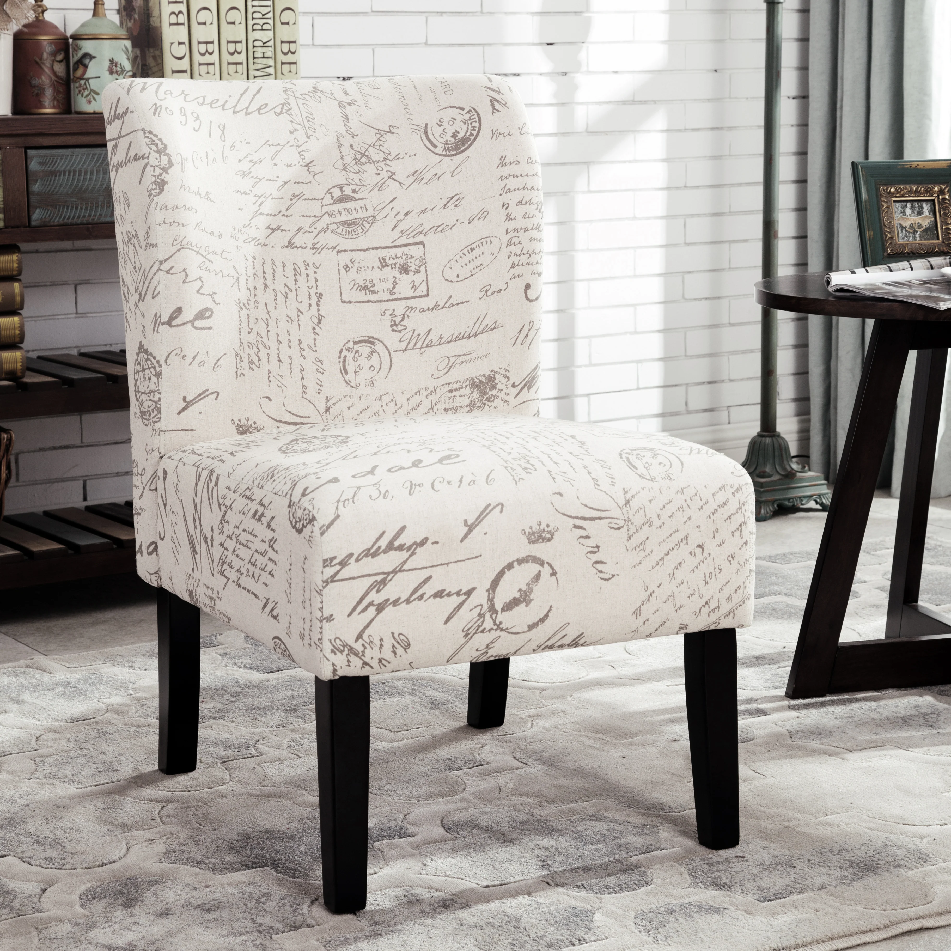 Capa English Letter Print Armless Accent Chair - Image 9