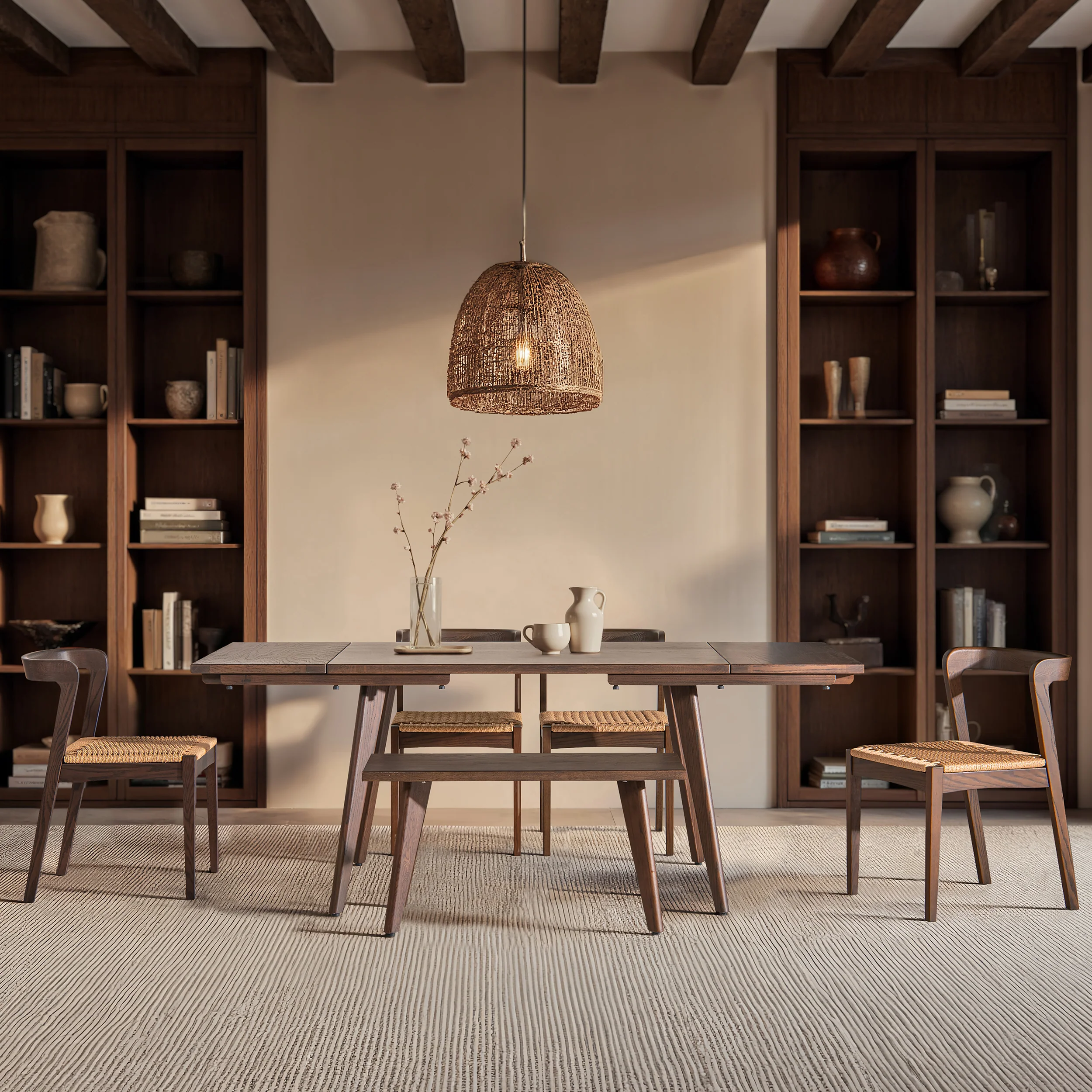 Capri Woven Seat Stacking Wood Dining Chair - Image 14