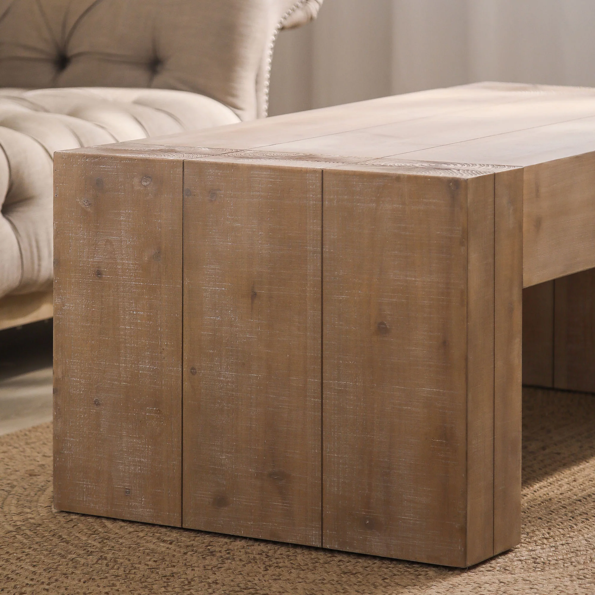 Carrying Rectangular Coffee Table with Wood Frame - Image 4