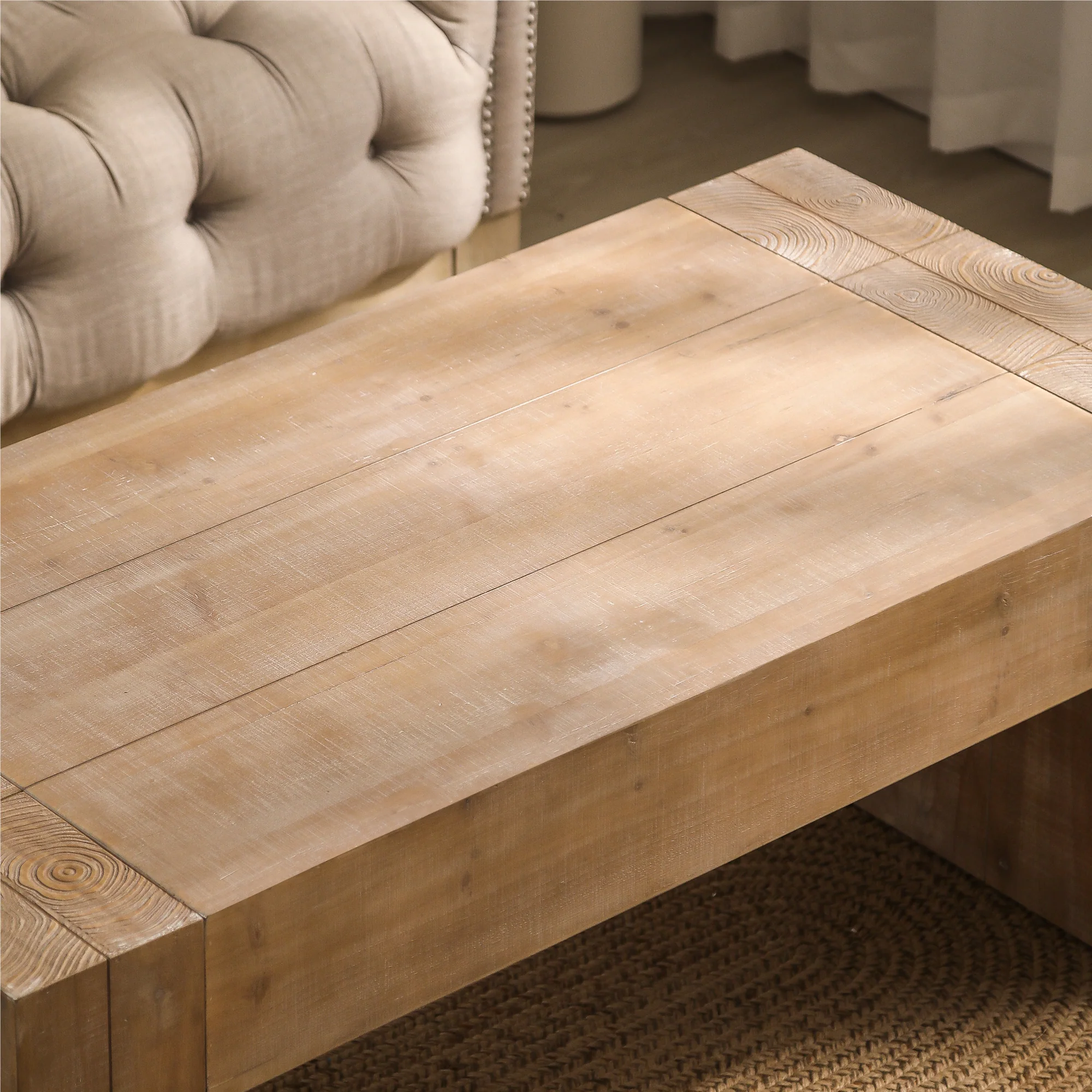 Carrying Rectangular Coffee Table with Wood Frame - Image 7
