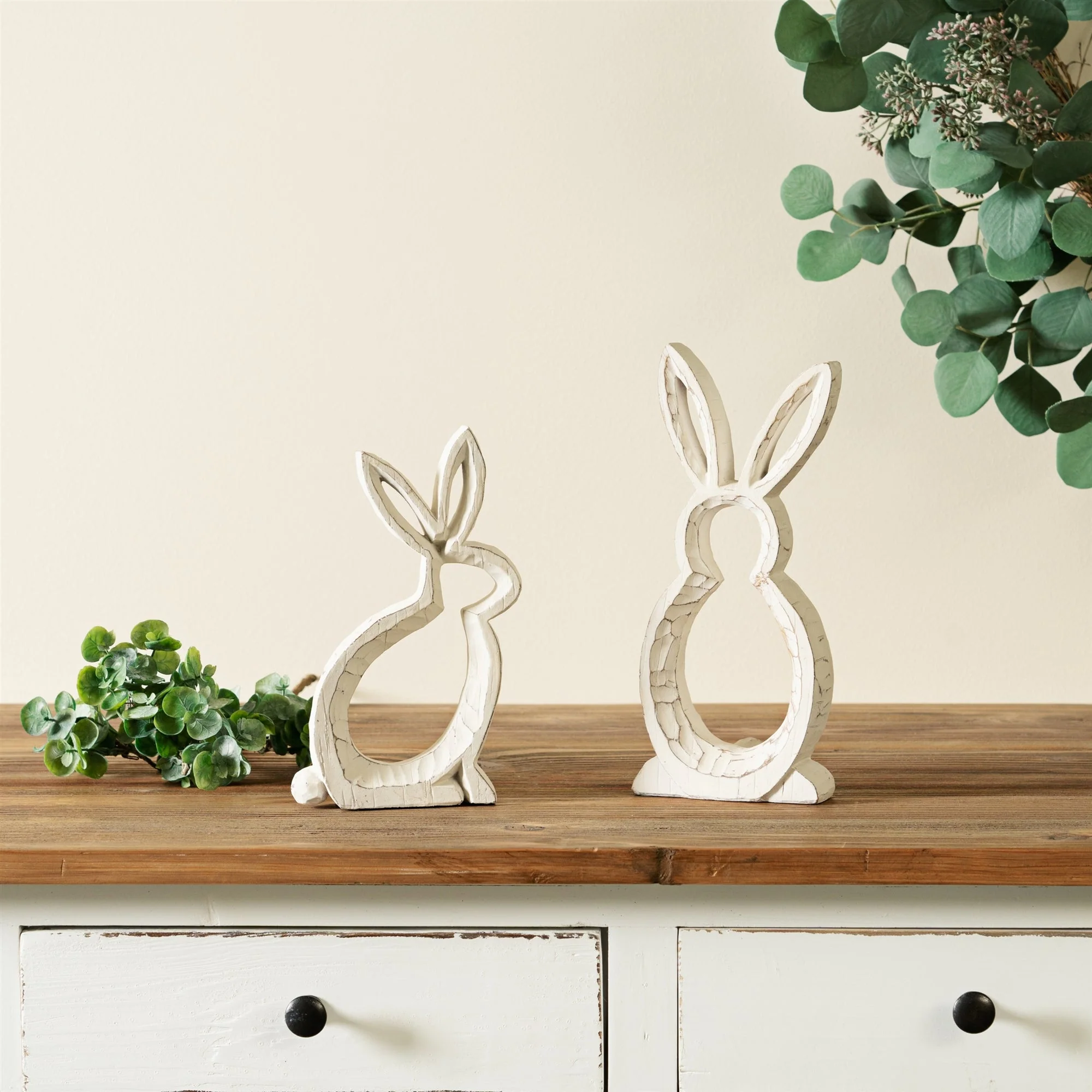 Carved Stone Bunny Outline Décor, Set of 2 - Image 3