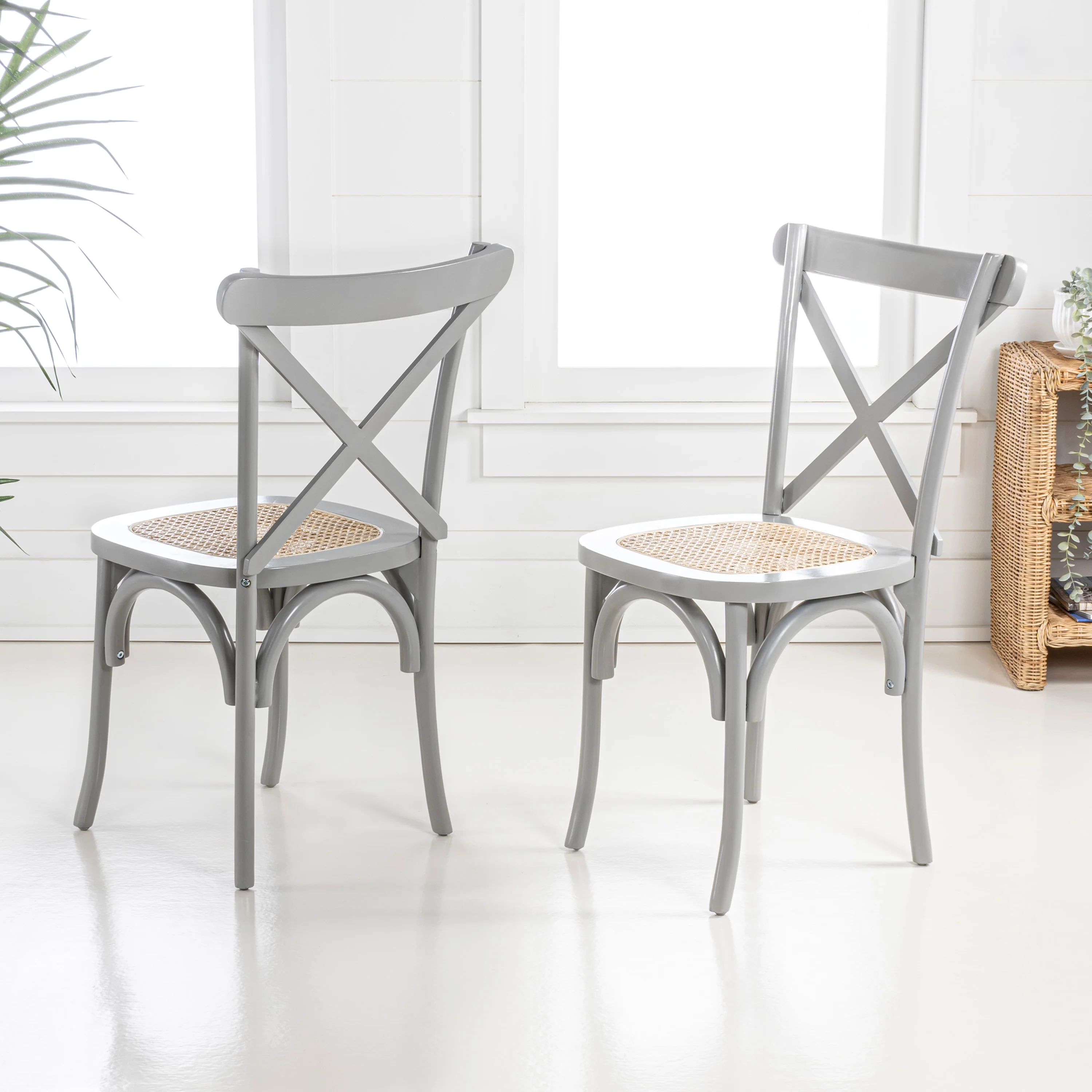 Cassis X-Back Wood Rattan Dining Chair, Set of 2 - Image 18