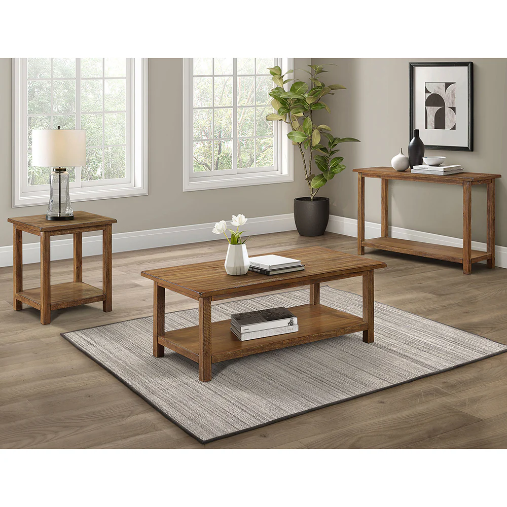 Castleton Distressed Brown Wood Entryway Console Table - Image 8