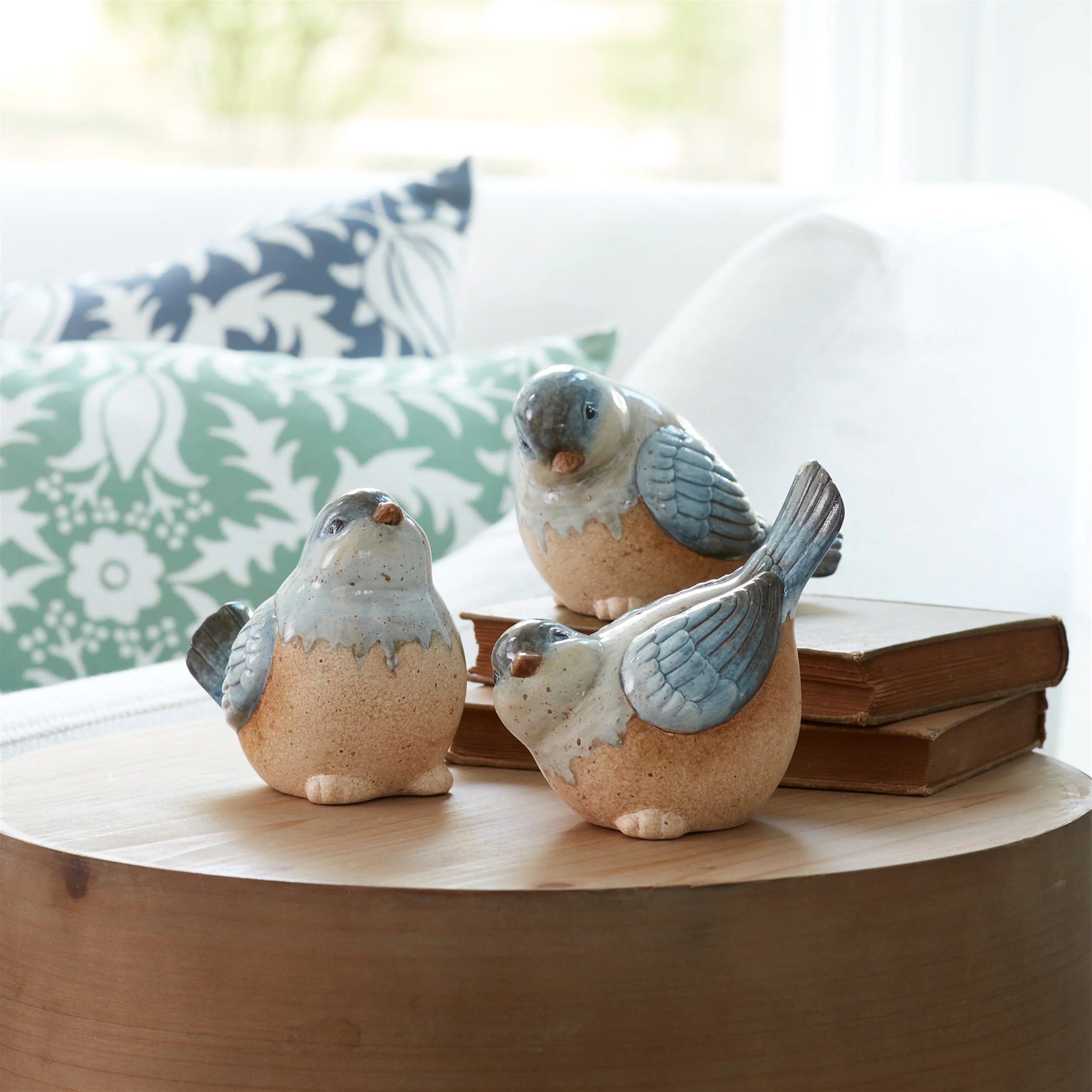 Ceramic Bird Figurines with Unglazed Accents, Set of 3 - Image 2