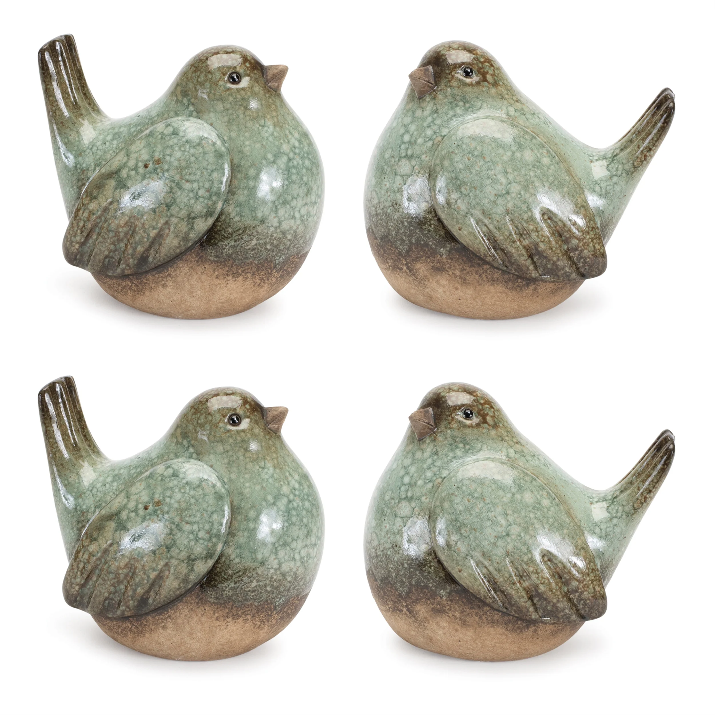 Ceramic Bird Figurines with Unglazed Accents, Set of 4 - Image 5