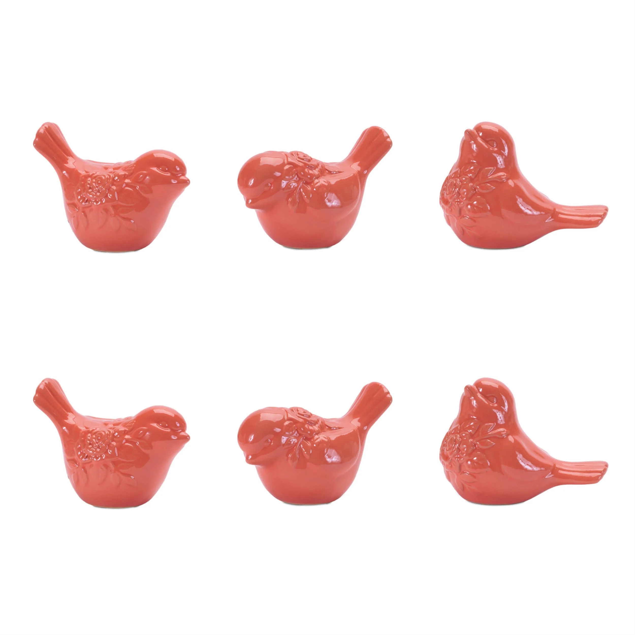 Ceramic Floral Bird Figurine, Set of 6 - Image 6