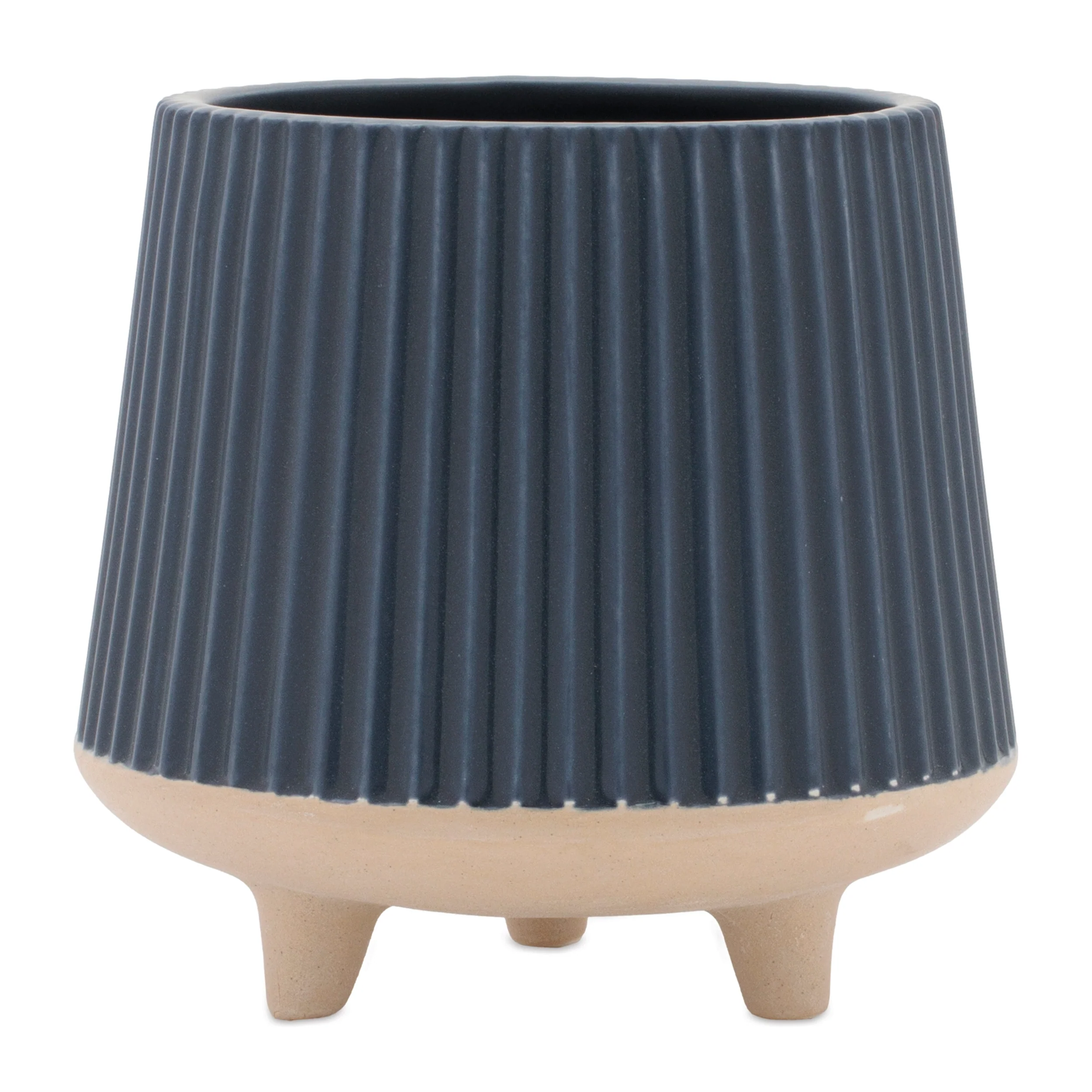 Ceramic Ribbed Footed Planter, Set of 2