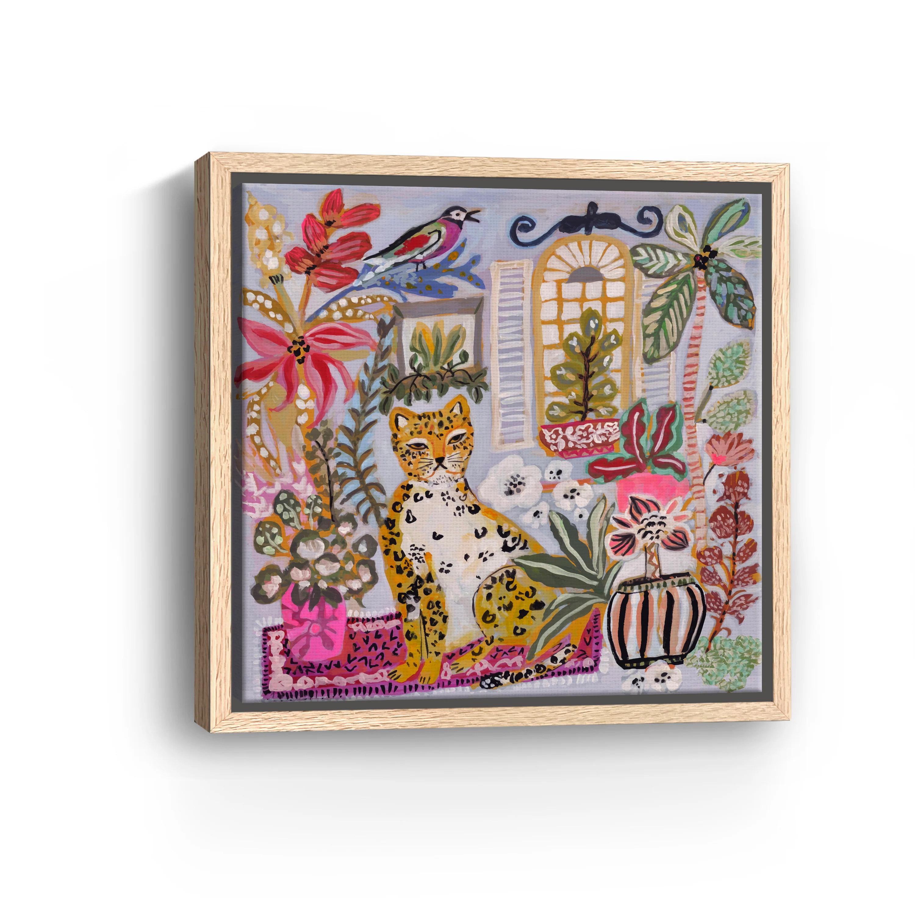 Cheetah Sitting With Pink Vase Canvas Giclee - Image 9
