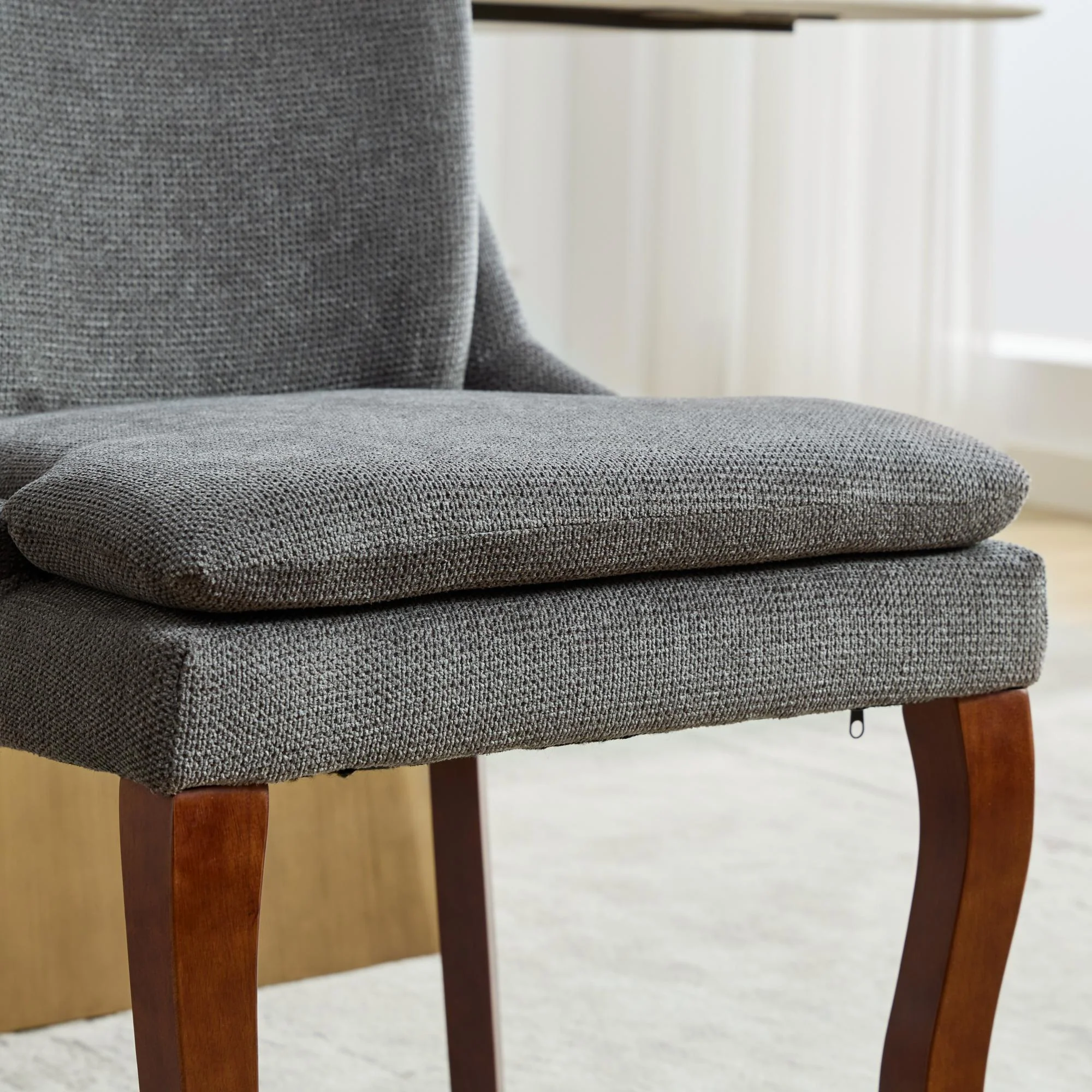 ChenilleUpholstered Dining Chairs with Curved Solid Wood Legs, Set of 2 - Image 41