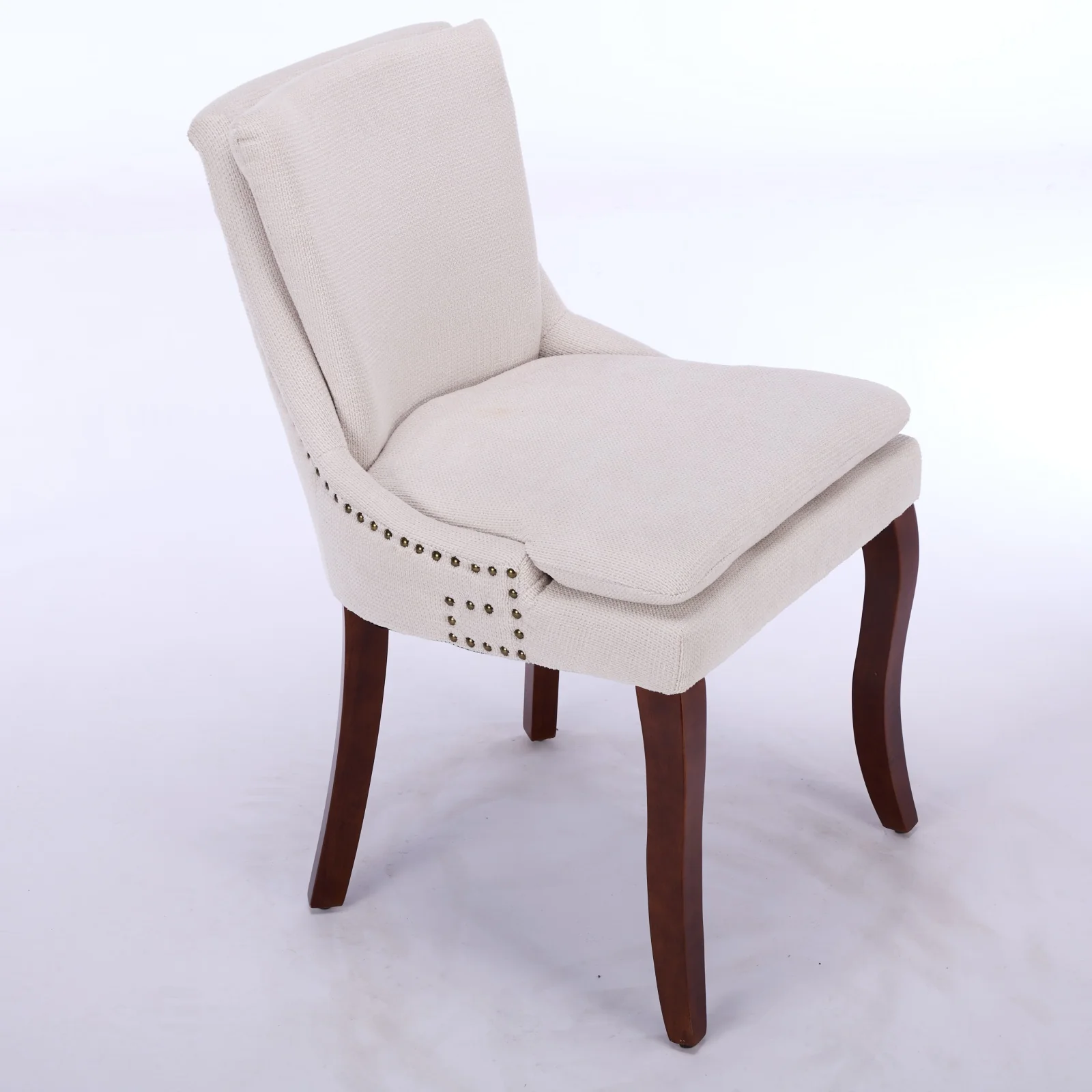 ChenilleUpholstered Dining Chairs with Curved Solid Wood Legs, Set of 2 - Image 77