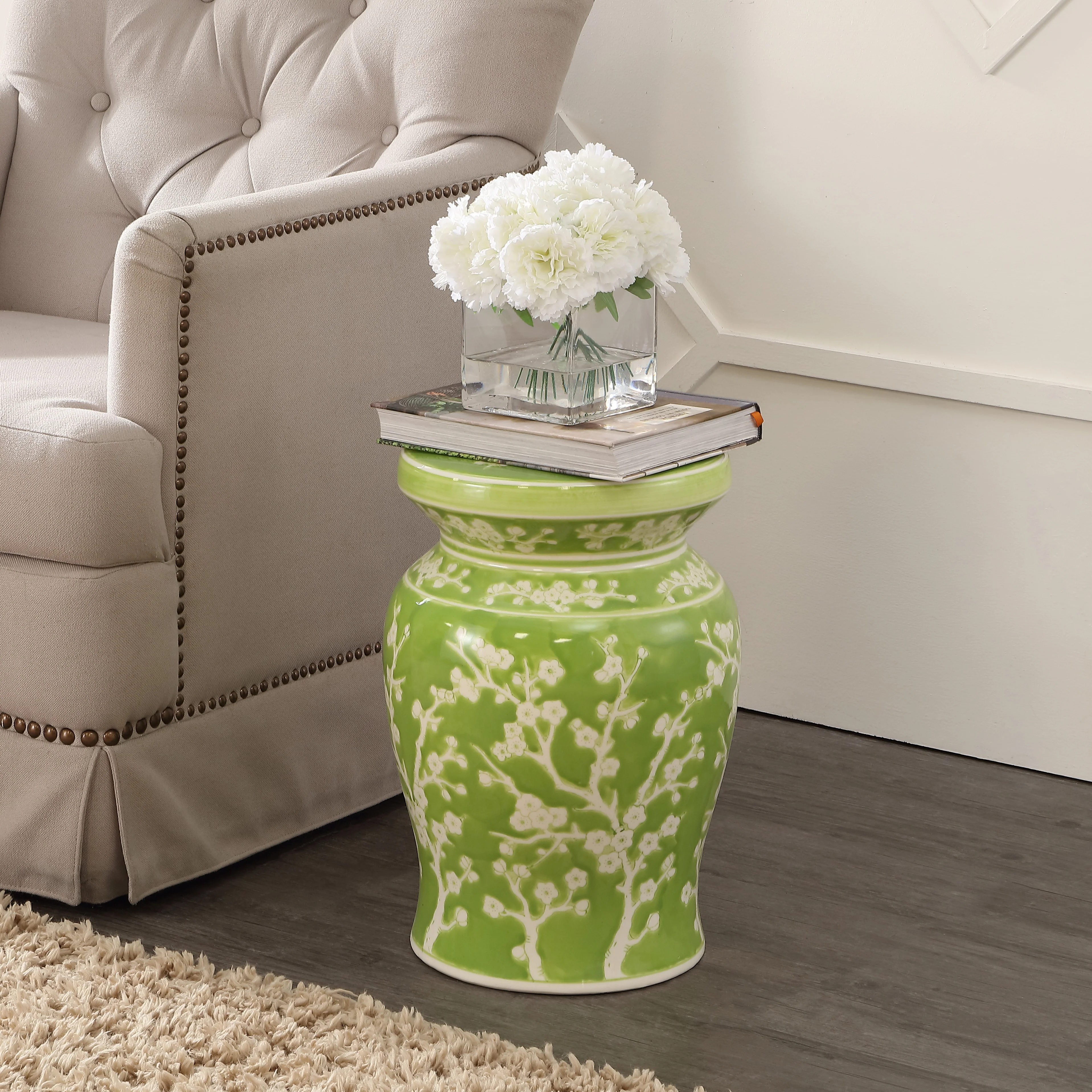 Cherry Blossom 17.75" Ceramic Garden Stool - Image 15