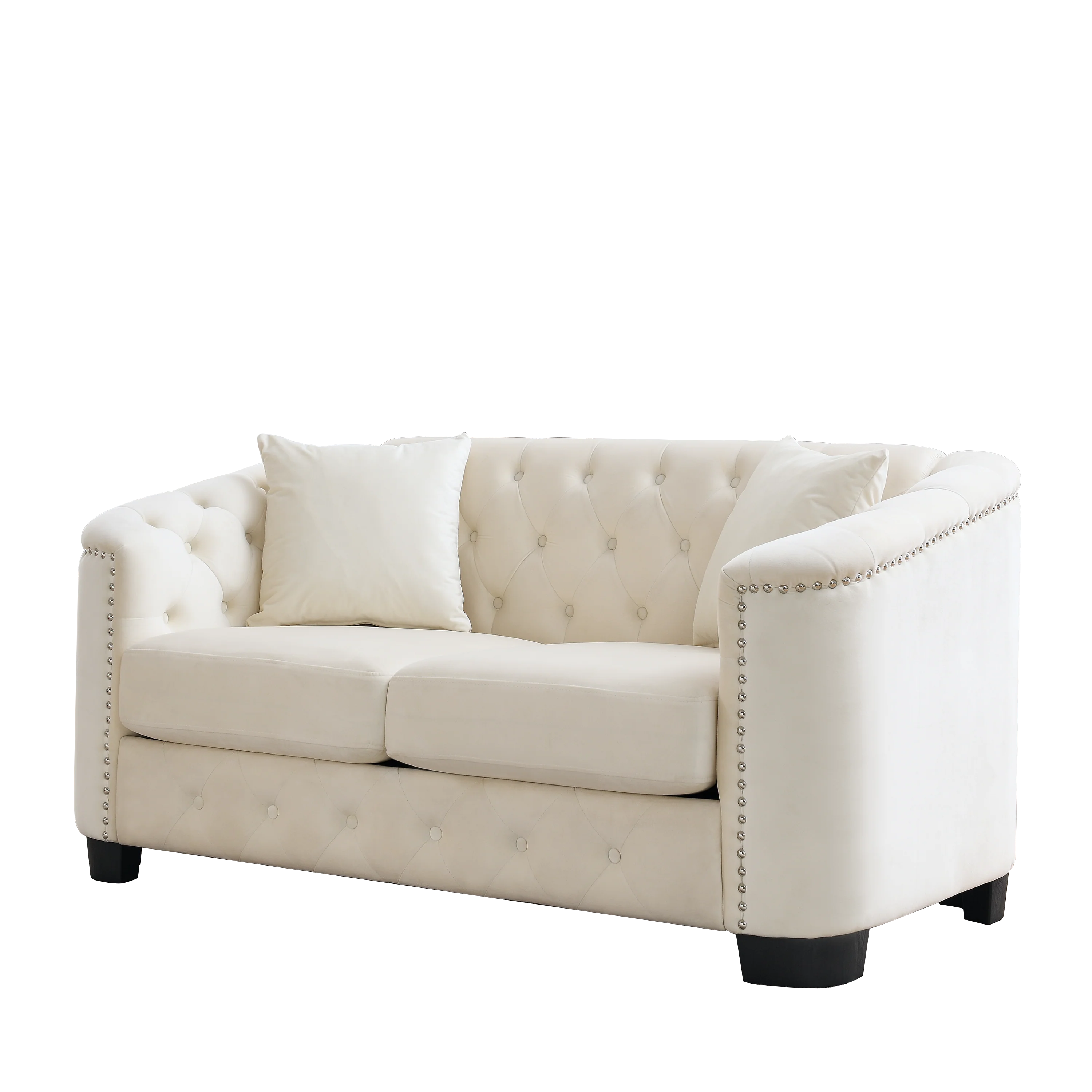 Chesterfield Modern Nailhead Tufted Velvet 2-Seater Sofa - Image 28