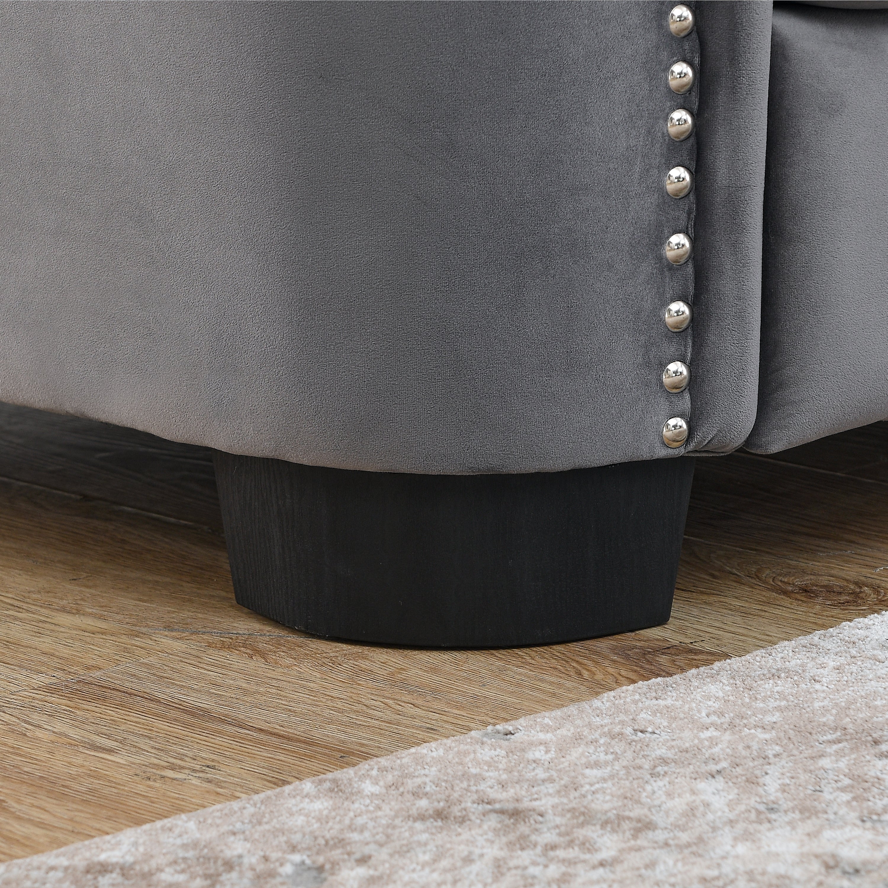 Chesterfield Modern Nailhead Tufted Velvet 3-Seater Sofa - Image 19