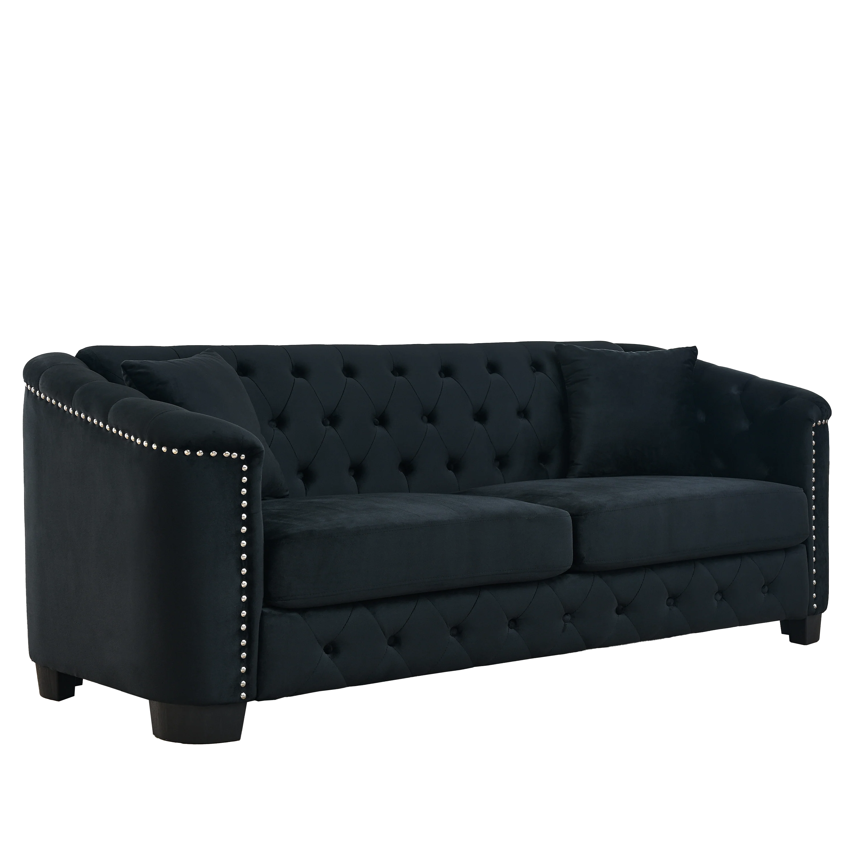 Chesterfield Modern Nailhead Tufted Velvet 3-Seater Sofa - Image 29