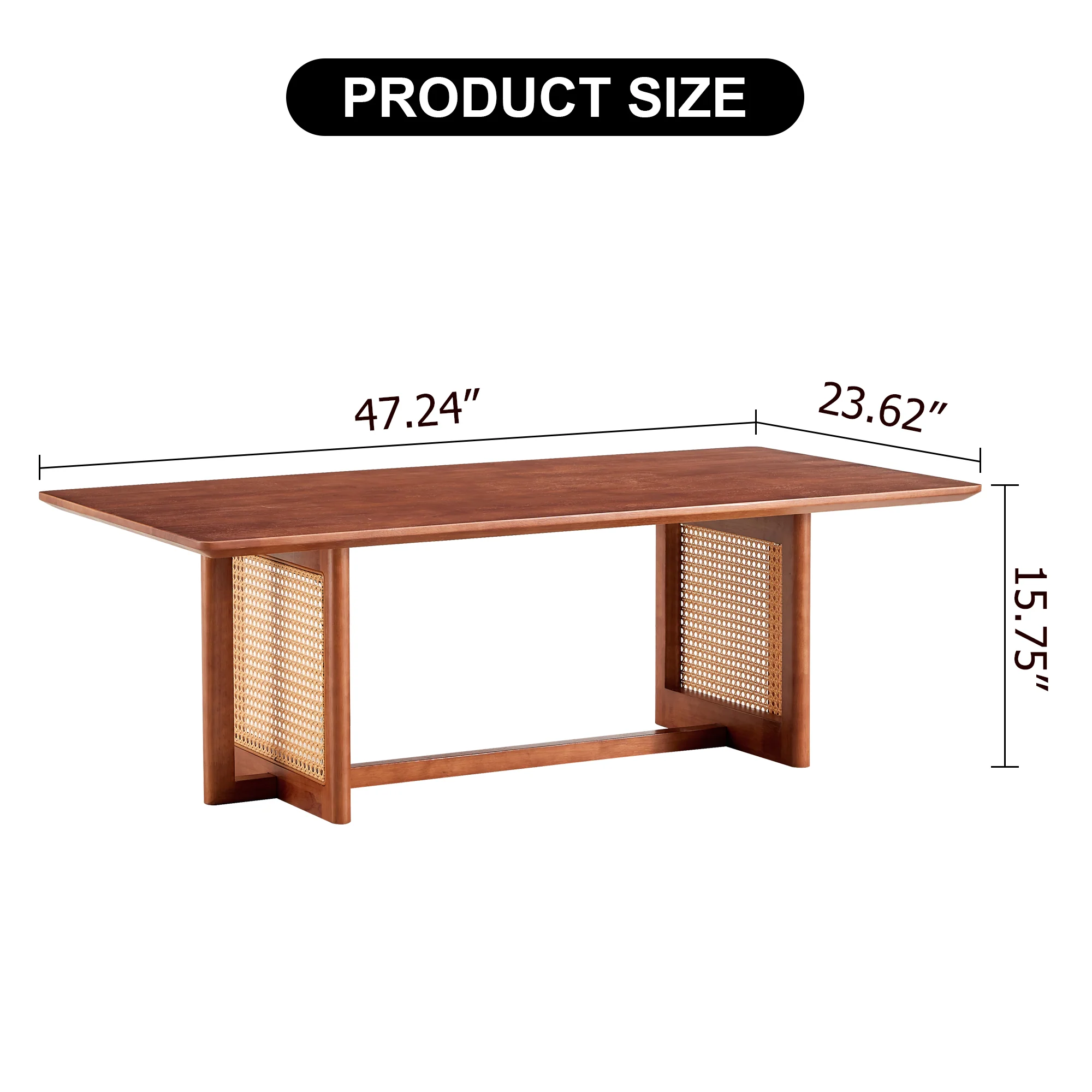 Rattan Solid Wood Coffee Table - Image 34