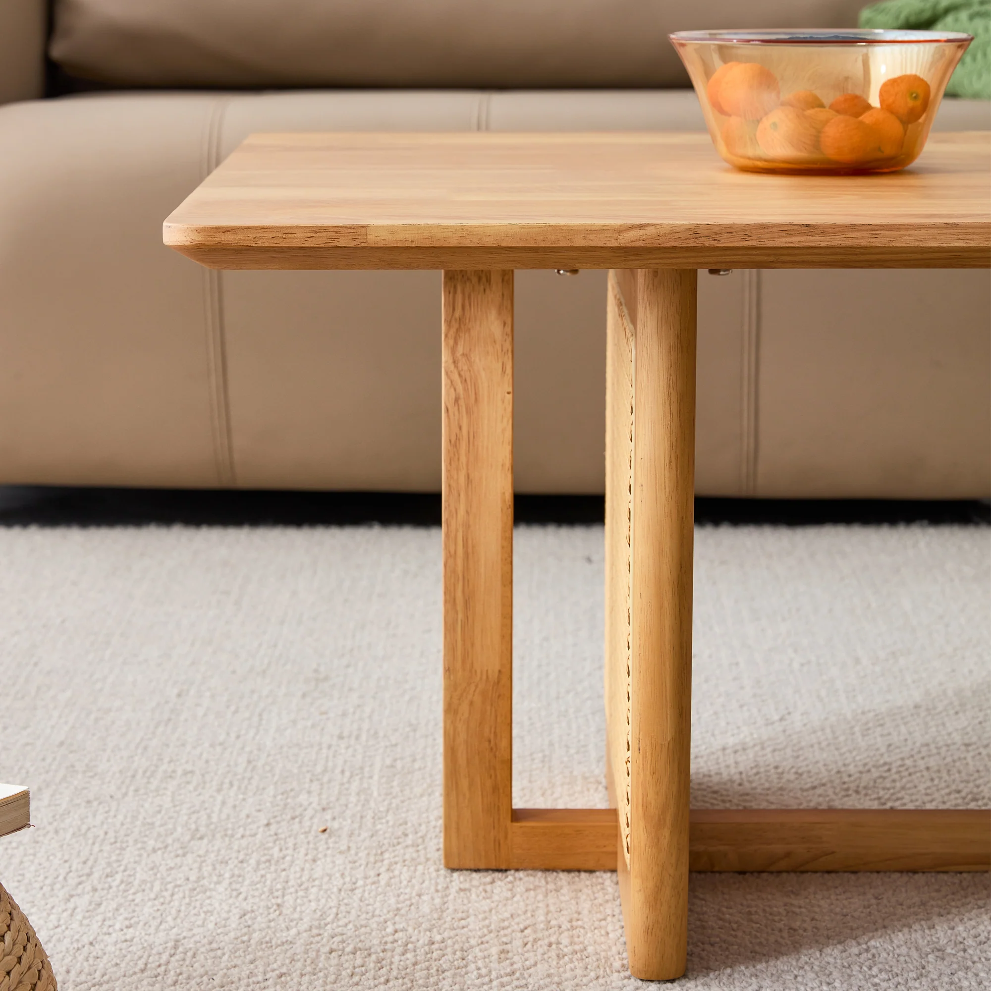 Rattan Solid Wood Coffee Table - Image 8