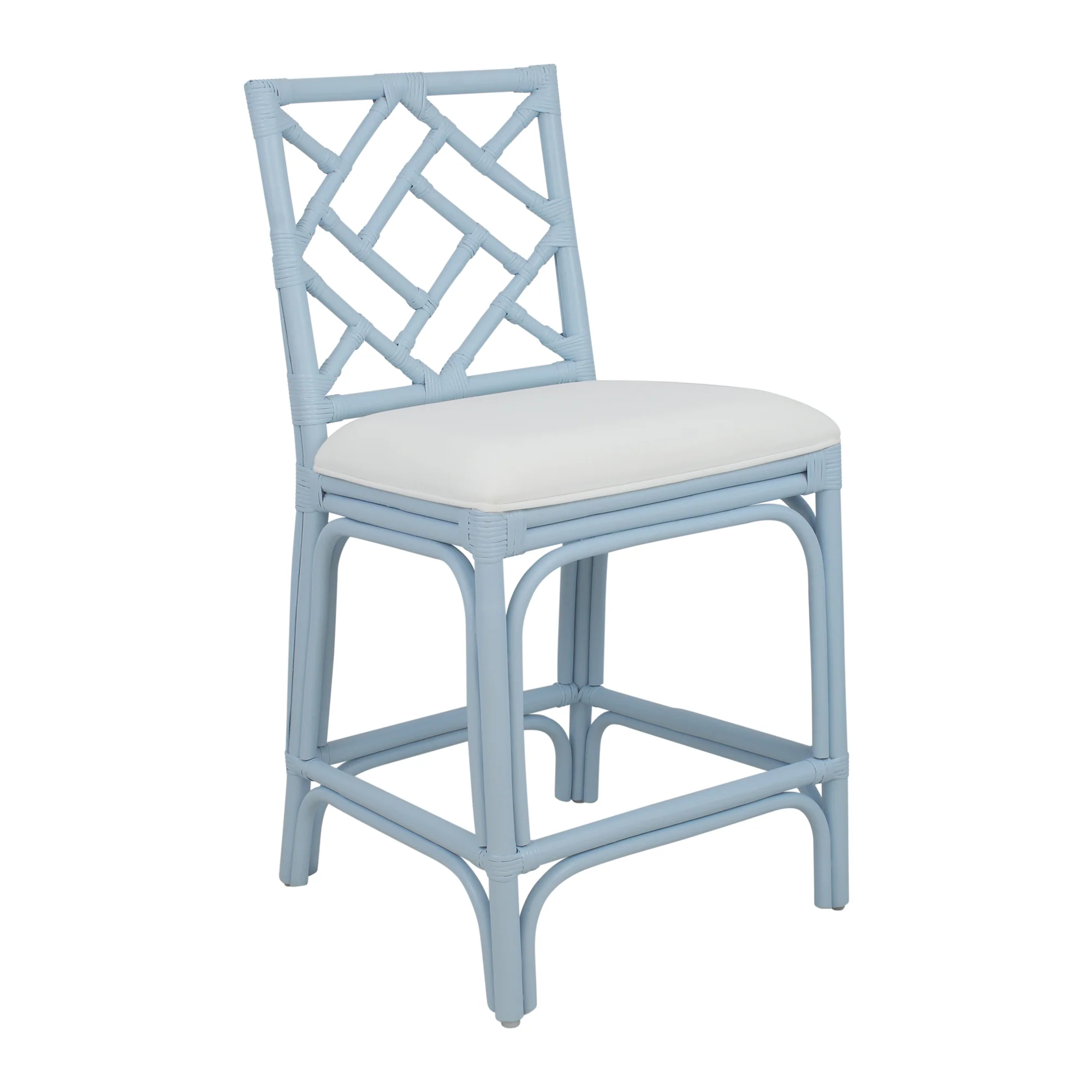 Chippendale Rattan Counter Stool Blue