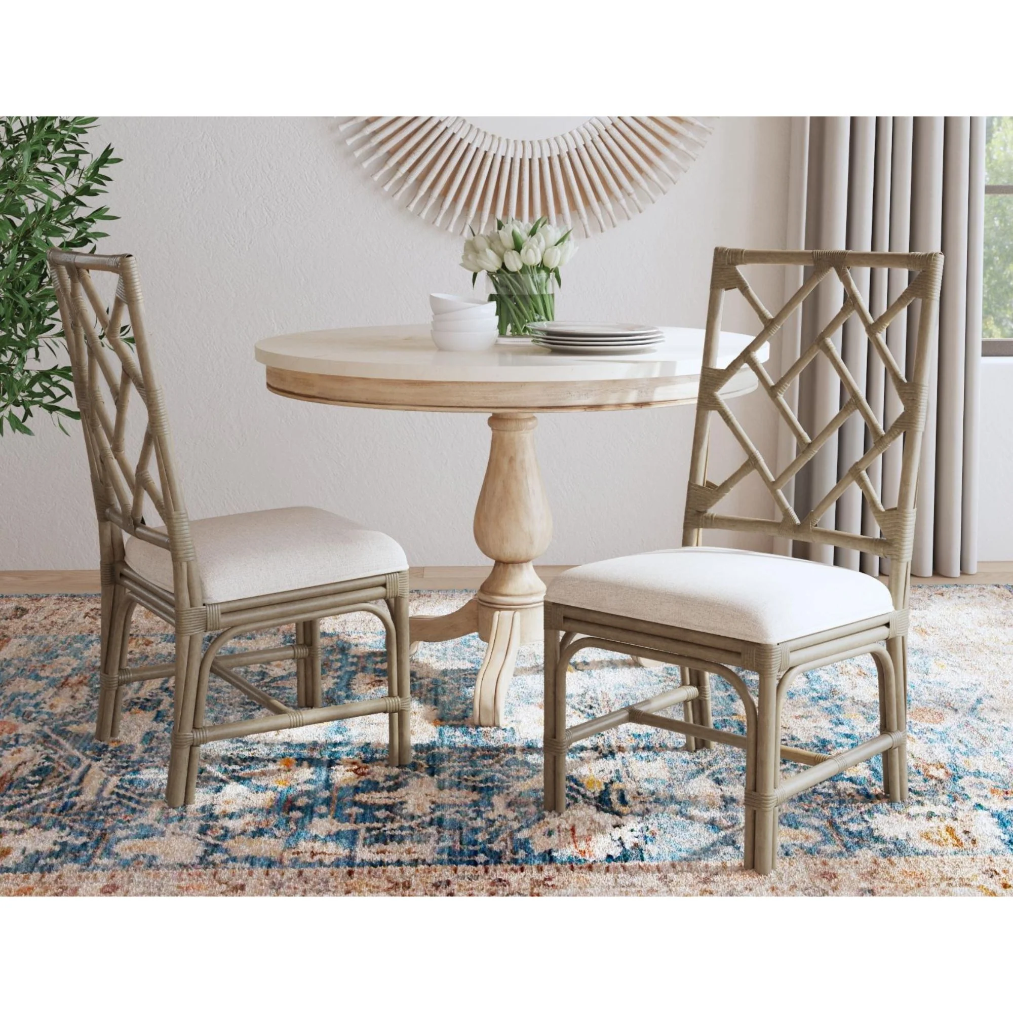 Chippendale Rattan Dining Chair Gray, Set of 2 - Image 2