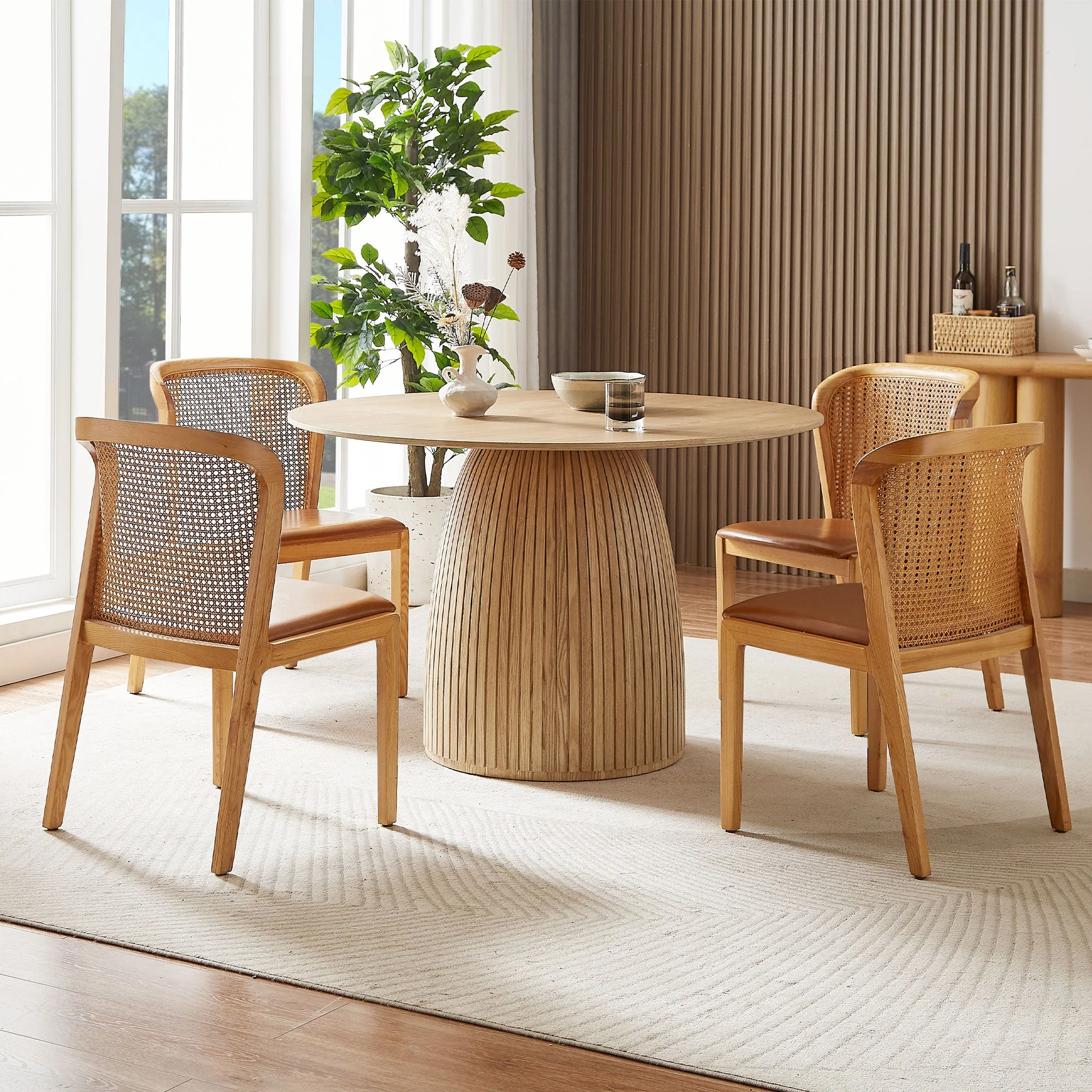 Circular Dining Table with Wood Base - Image 2