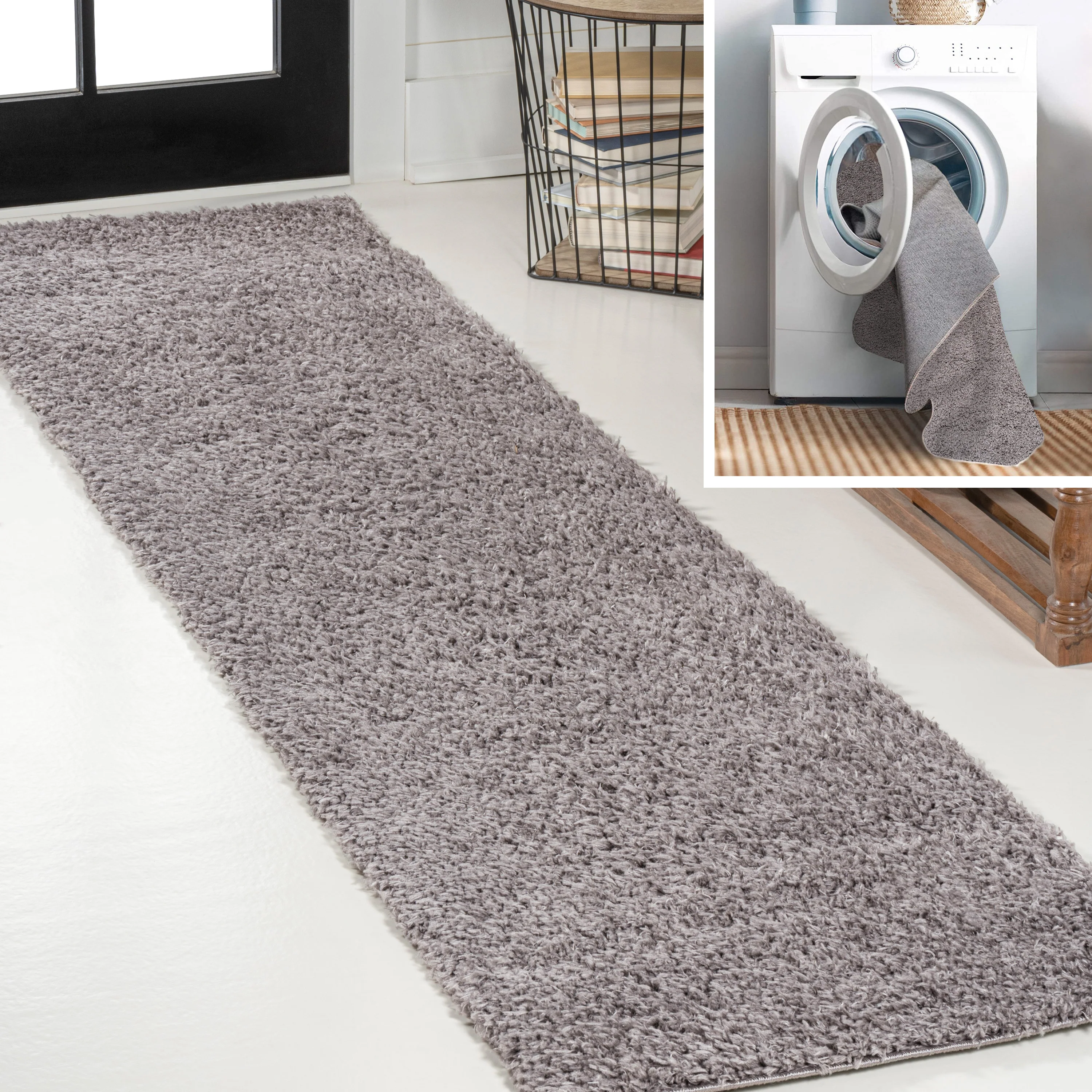 Clayton Coastal Solid Glam Shag Machine-Washable Area Rug - Image 34