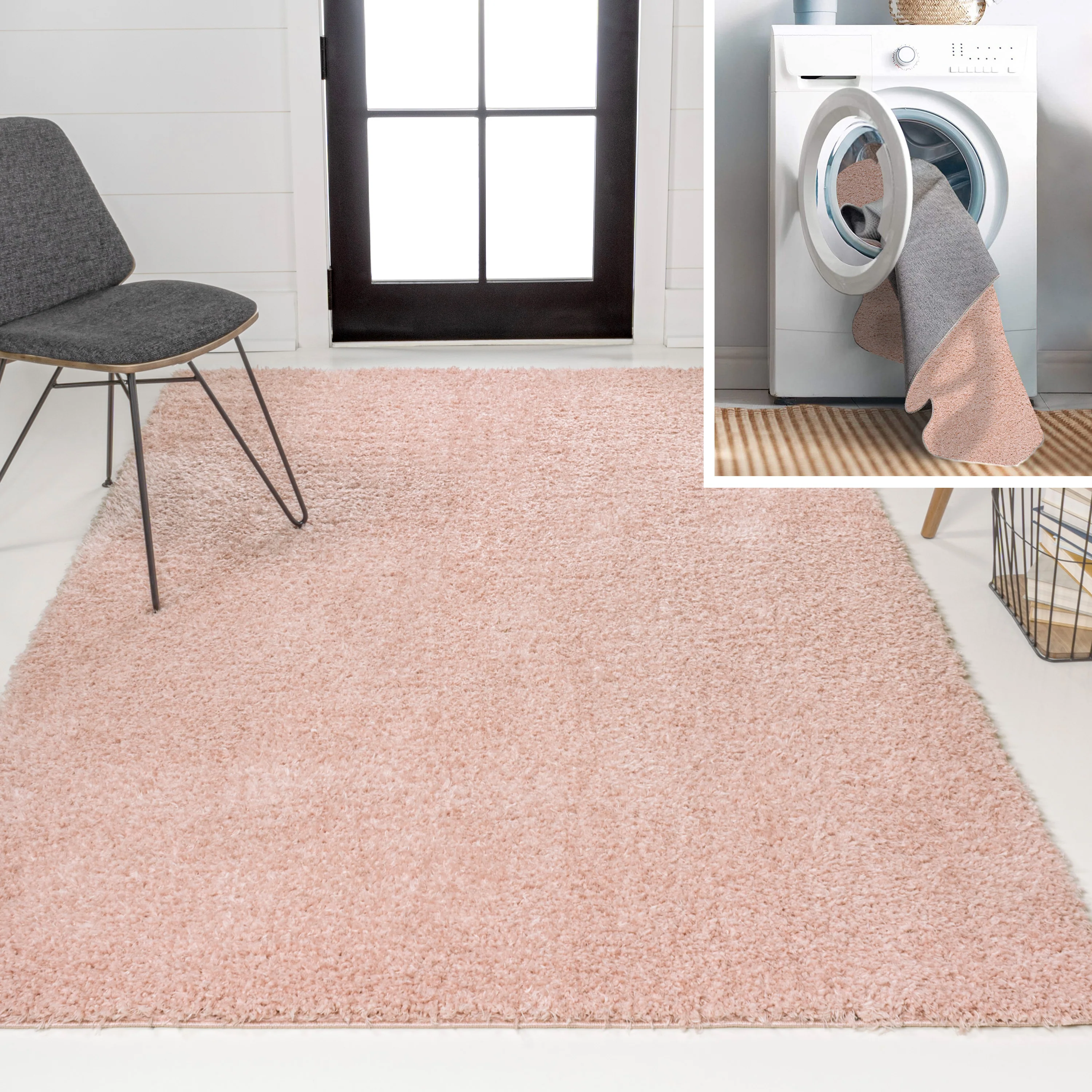 Clayton Coastal Solid Glam Shag Machine-Washable Area Rug - Image 74