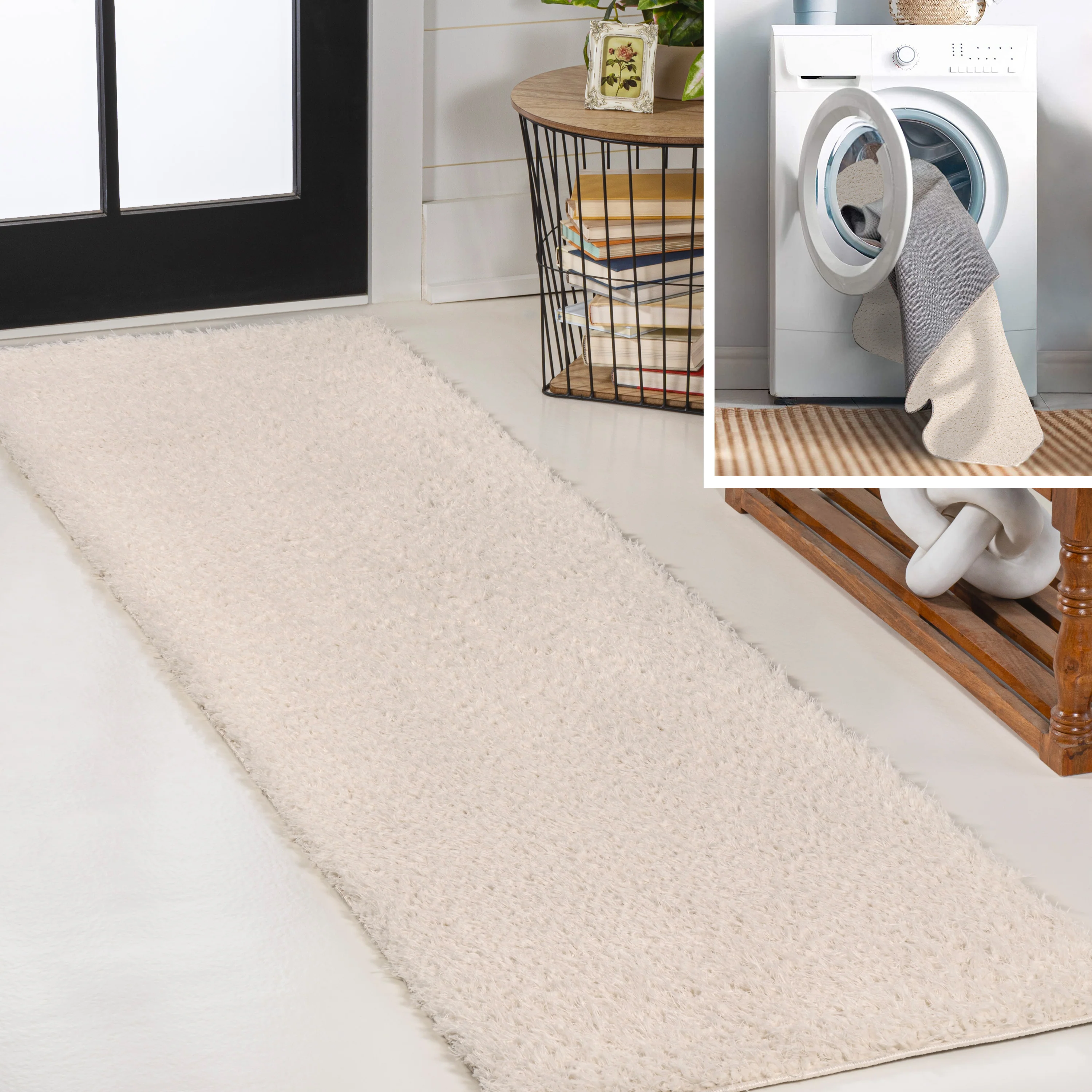 Clayton Coastal Solid Glam Shag Machine-Washable Area Rug - Image 78